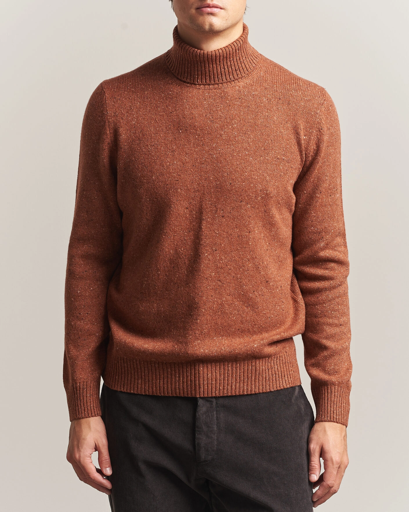 Herr | Tröjor | Gran Sasso | Wool/Cashmere Donegal Rollneck Rust Orange