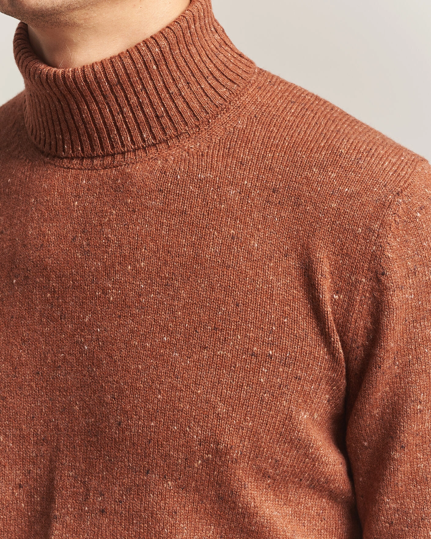 Herr | Tröjor | Gran Sasso | Wool/Cashmere Donegal Rollneck Rust Orange