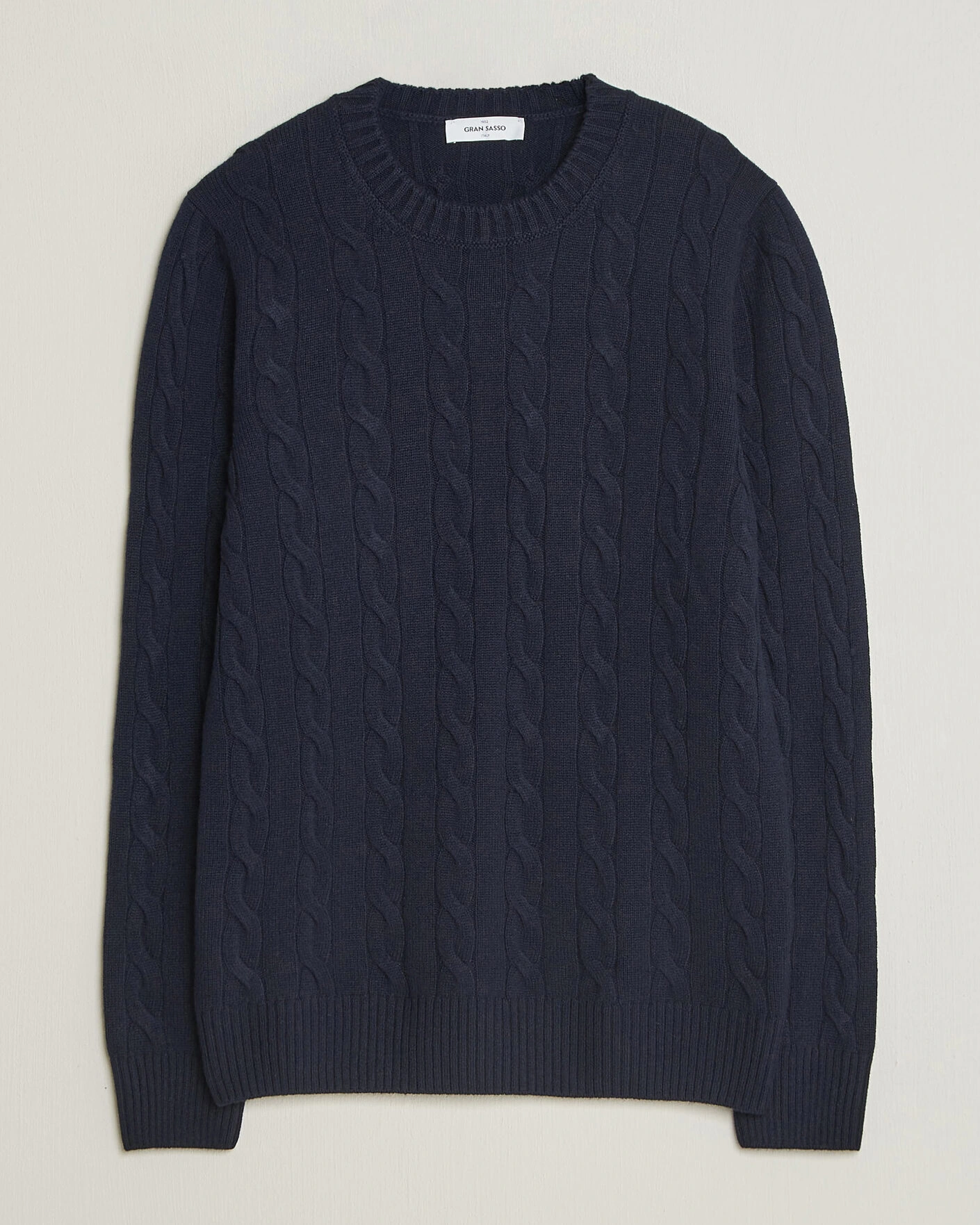 Herr | Tröjor | Gran Sasso | Wool/Cashmere Cable Crew Neck Navy