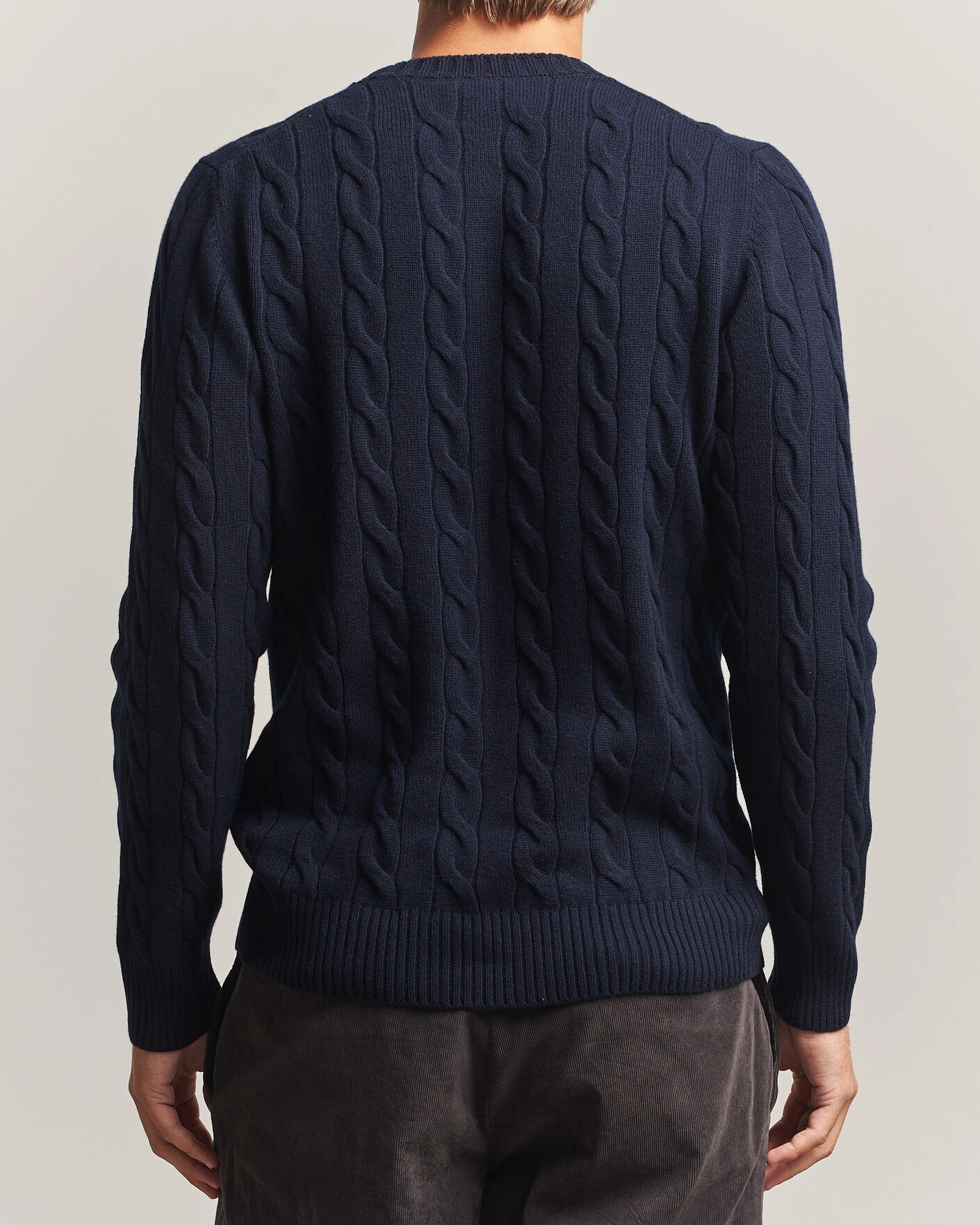 Herr | Tröjor | Gran Sasso | Wool/Cashmere Cable Crew Neck Navy