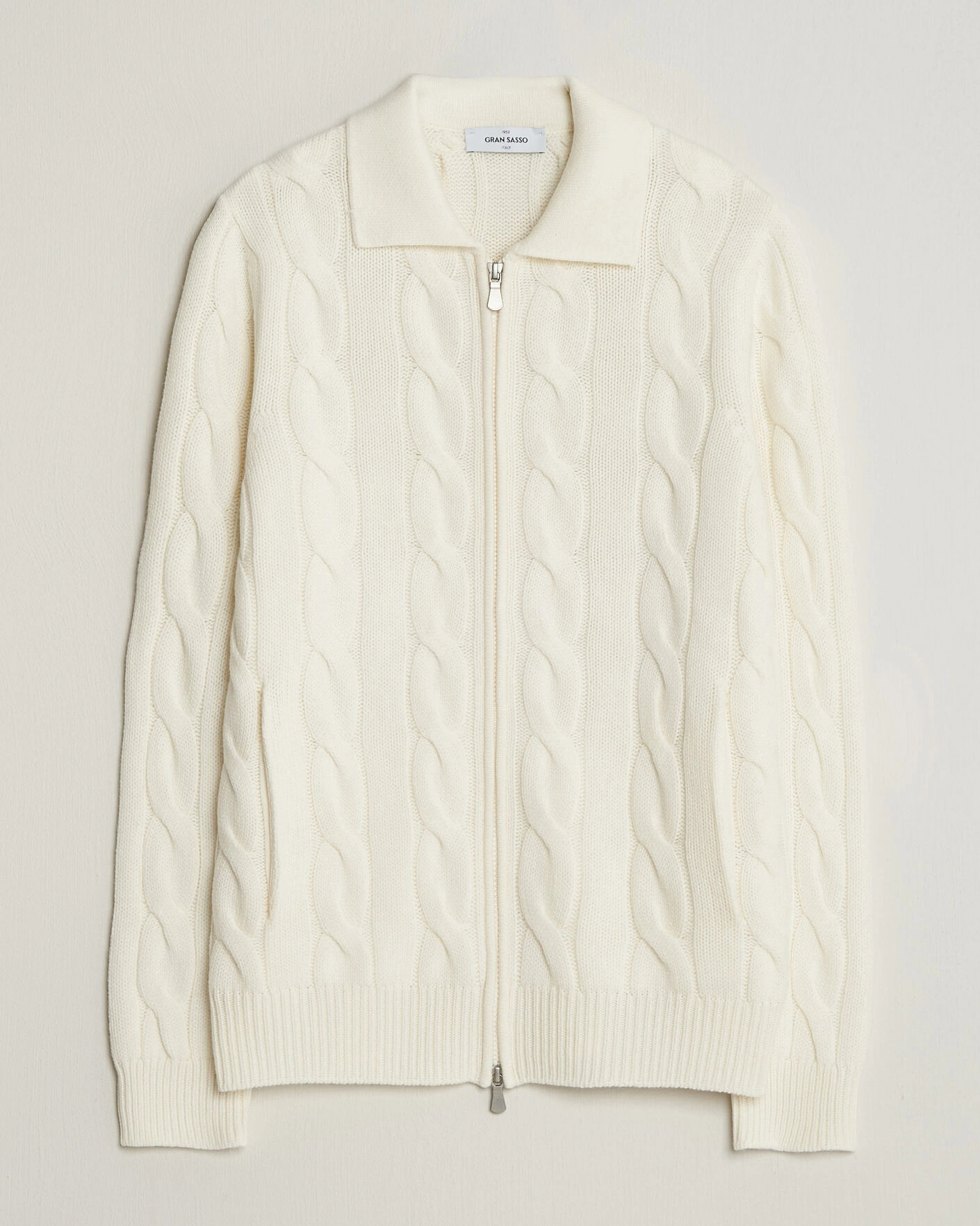 Herr | Tröjor | Gran Sasso | Wool/Cashmere Cable Full Zip Cream