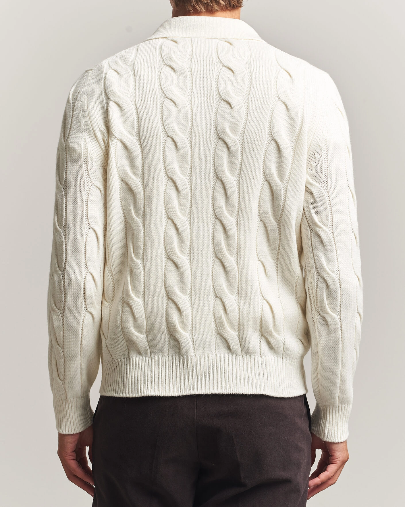 Herr | Tröjor | Gran Sasso | Wool/Cashmere Cable Full Zip Cream
