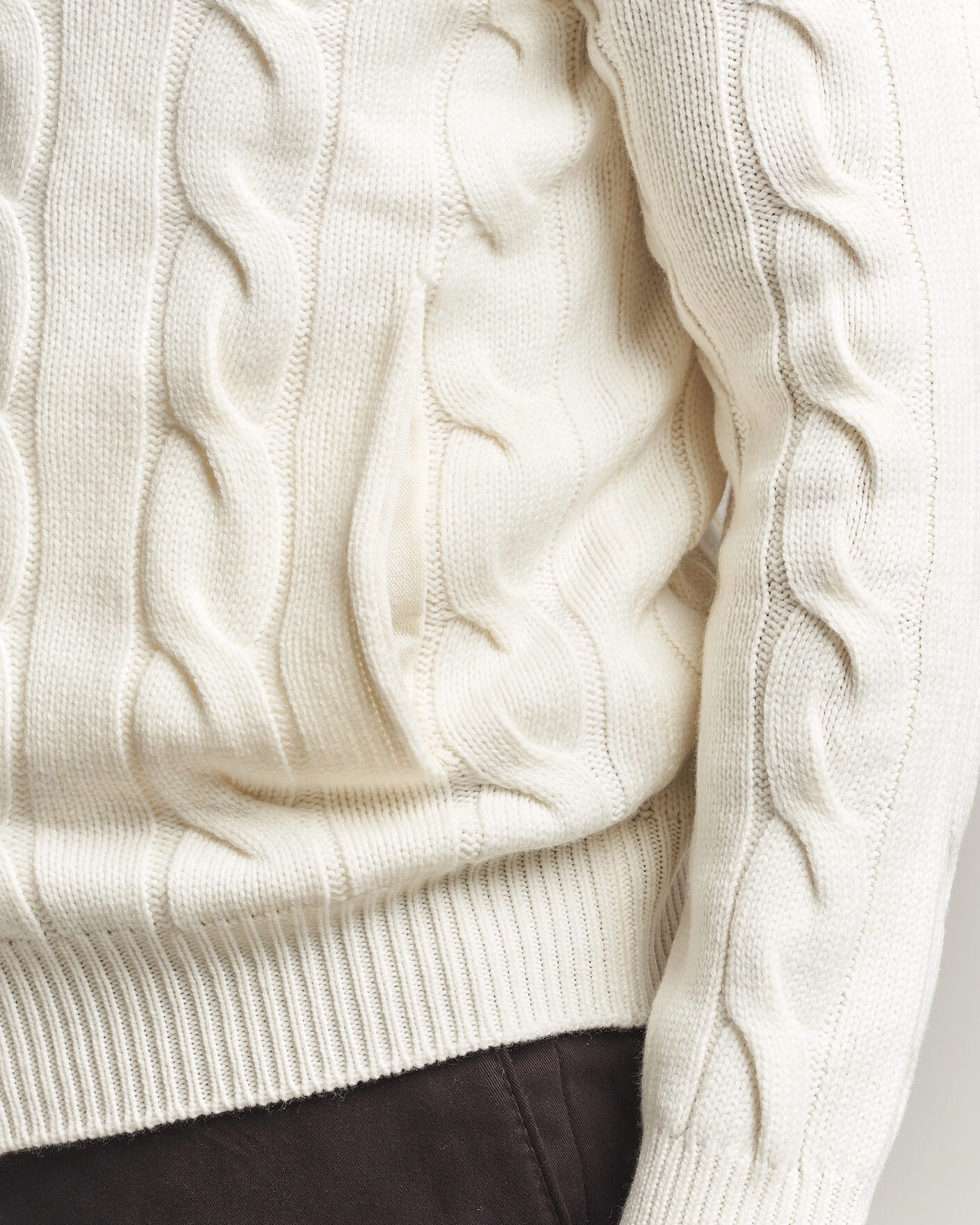 Herr | Tröjor | Gran Sasso | Wool/Cashmere Cable Full Zip Cream