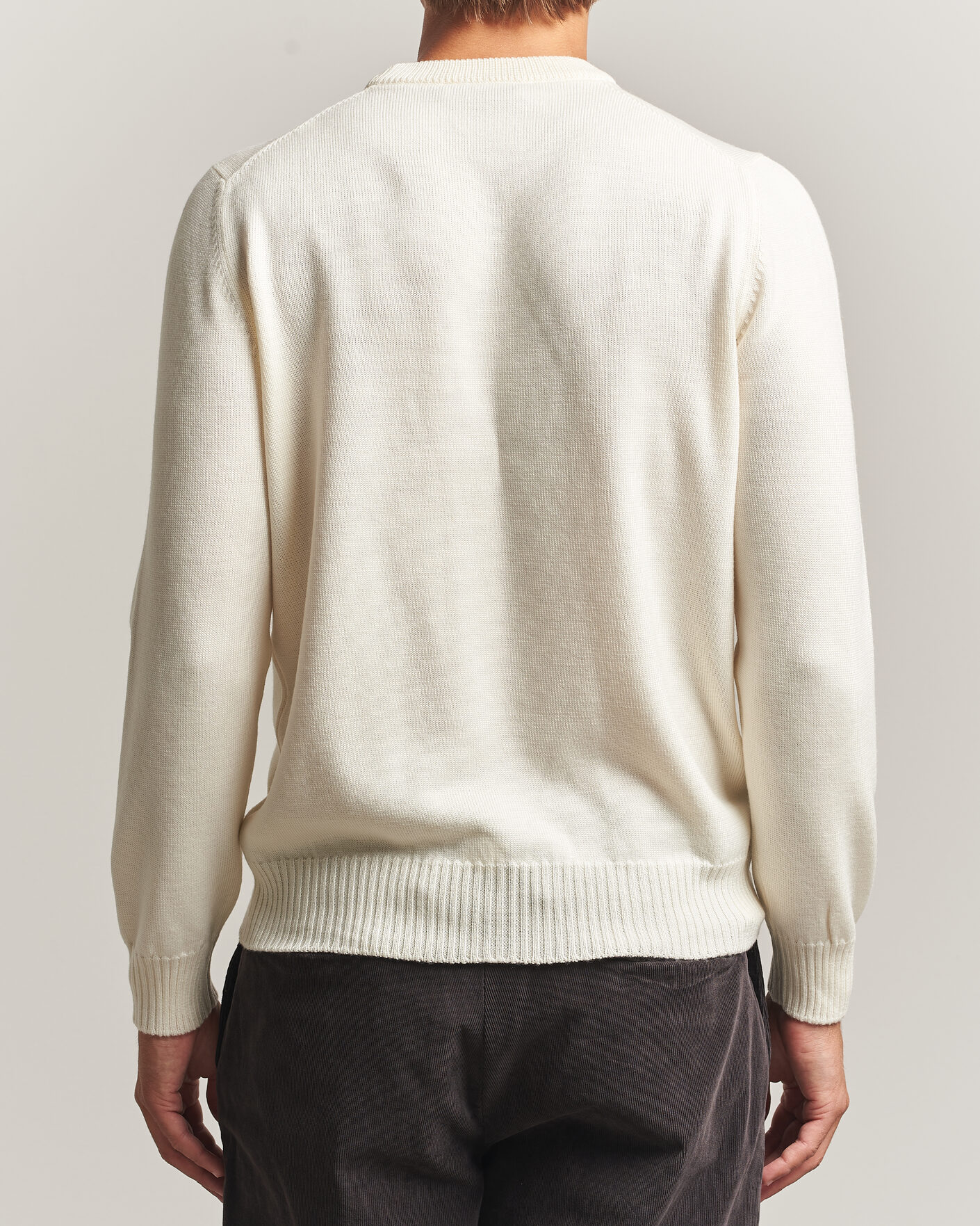 Herr | Tröjor | Gran Sasso | Merino Knitted Crew Neck Cream
