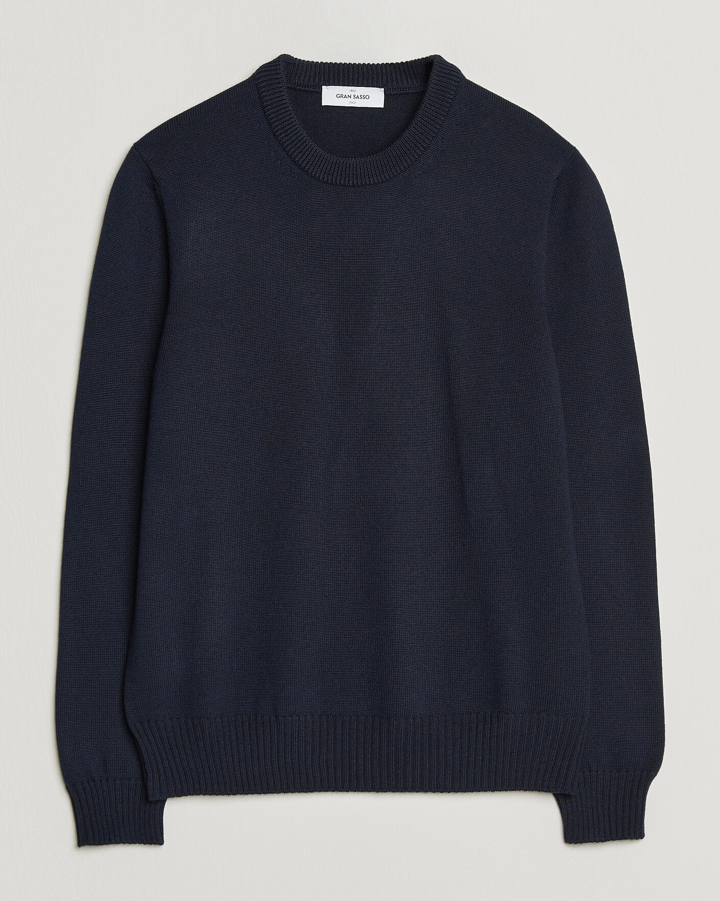 Herr | Tröjor | Gran Sasso | Merino Knitted Crew Neck Navy