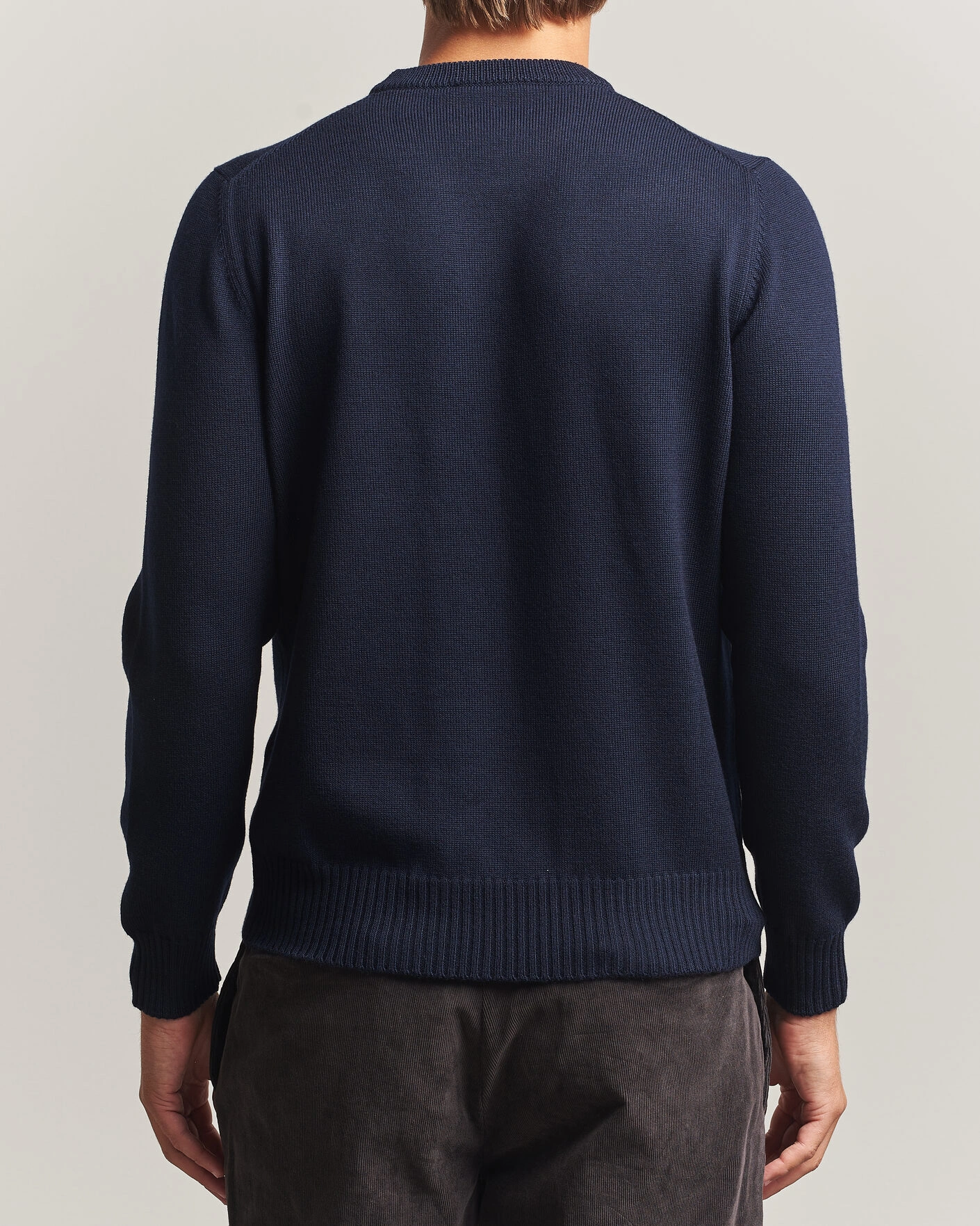 Herr | Tröjor | Gran Sasso | Merino Knitted Crew Neck Navy