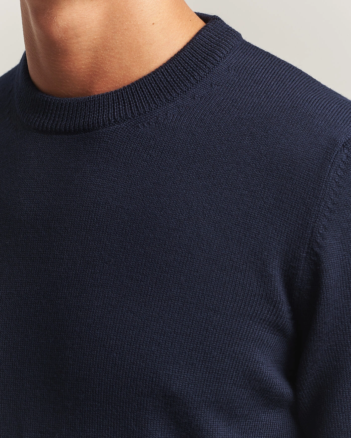 Herr | Tröjor | Gran Sasso | Merino Knitted Crew Neck Navy