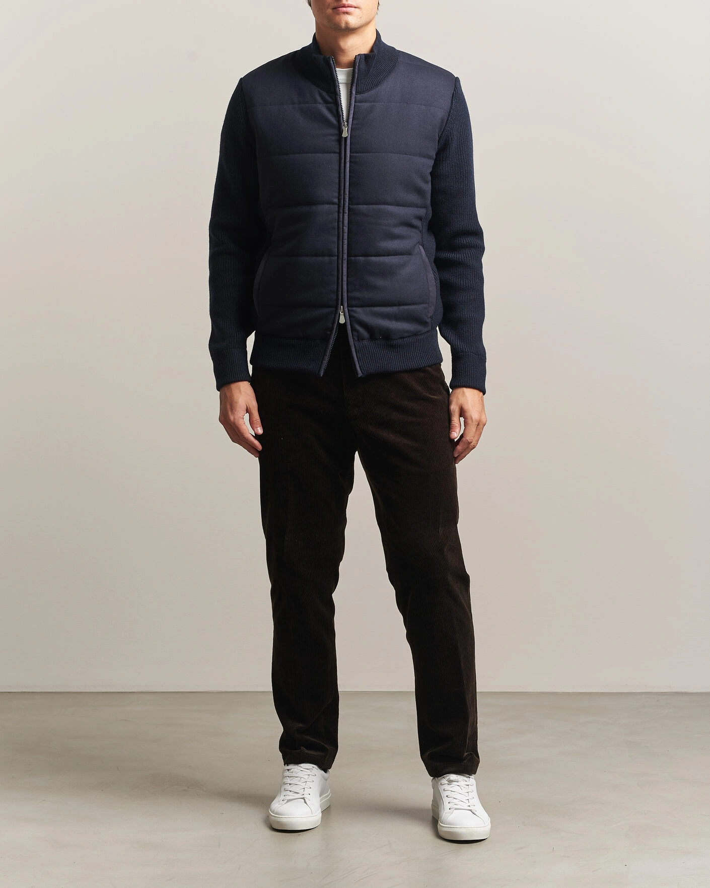 Herr | Jackor | Gran Sasso | Brushed Wool Hybrid Jacket Navy