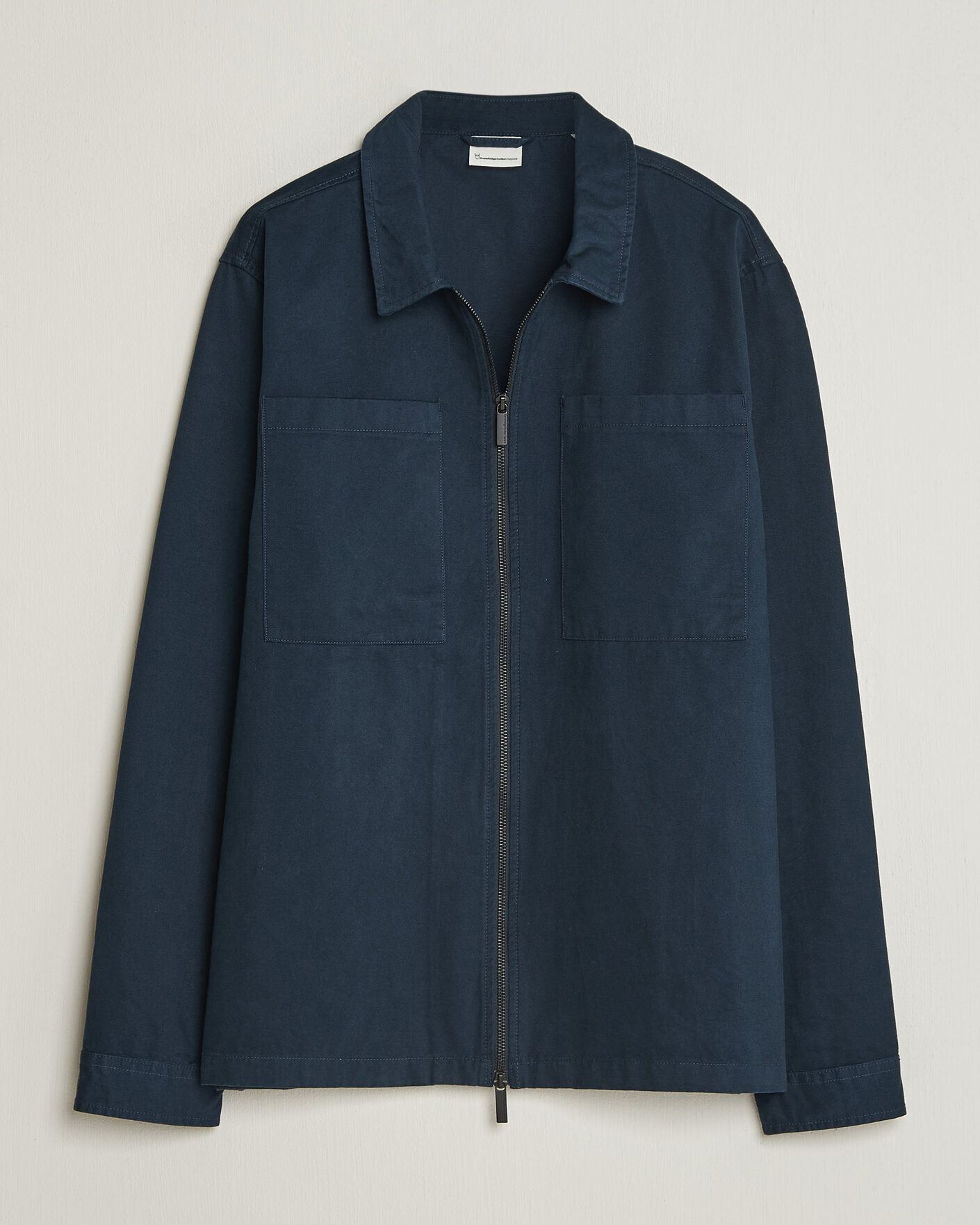 Herr | Skjortor | KnowledgeCotton Apparel | Twill Zip Overshirt Total Eclipse