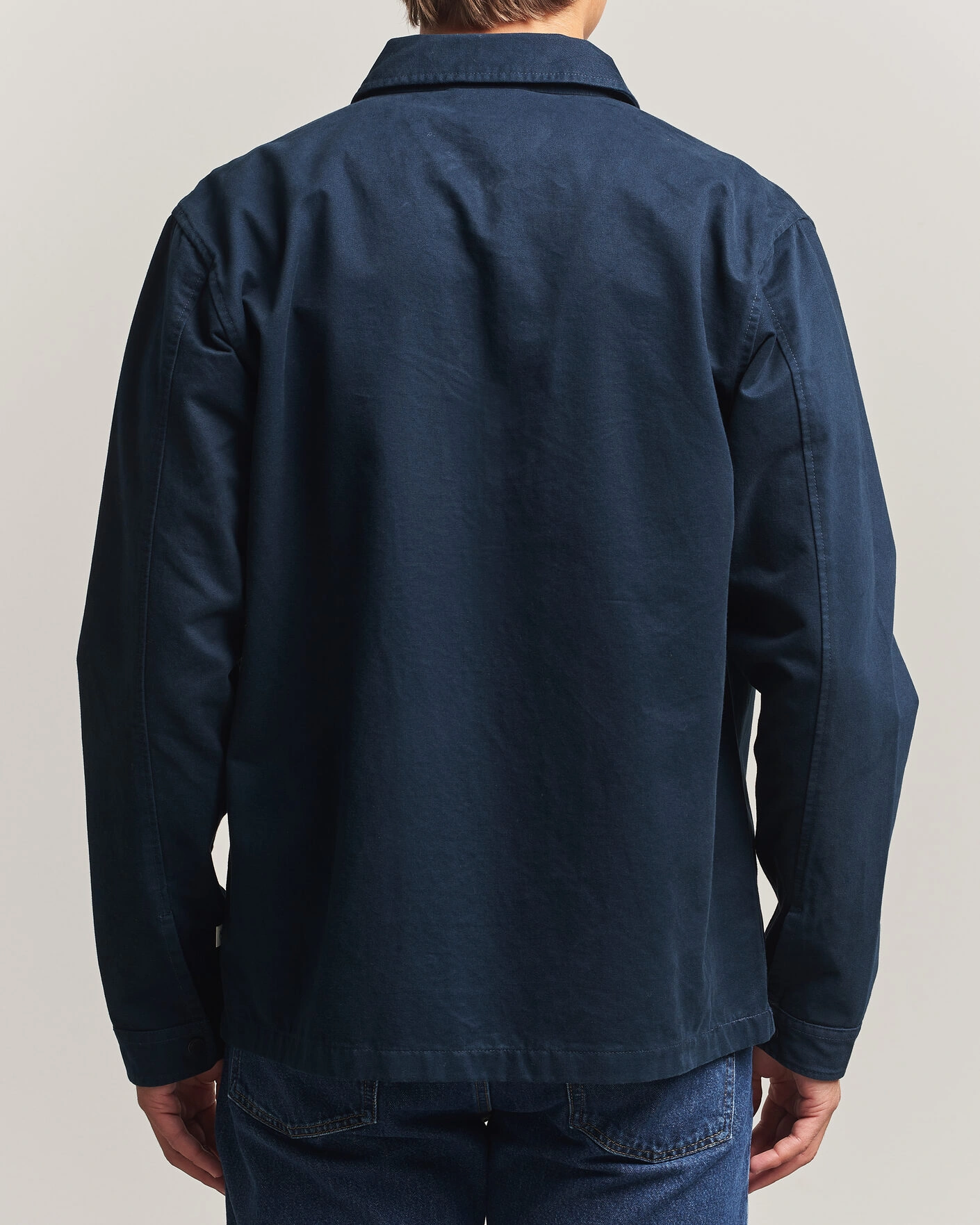 Herr | Skjortor | KnowledgeCotton Apparel | Twill Zip Overshirt Total Eclipse