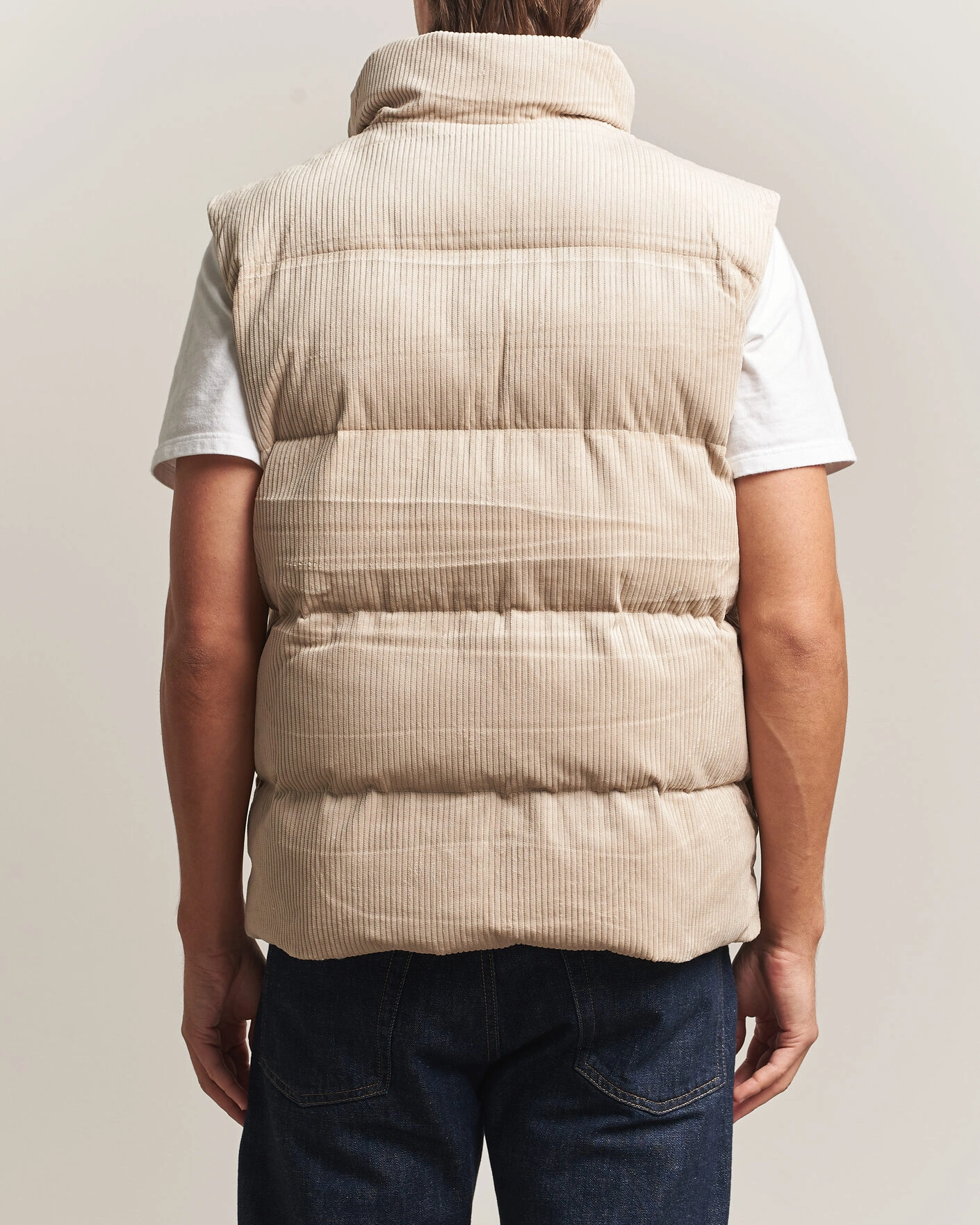 Herr | Västar | KnowledgeCotton Apparel | Corduroy Puffer Vest Light Feather Grey