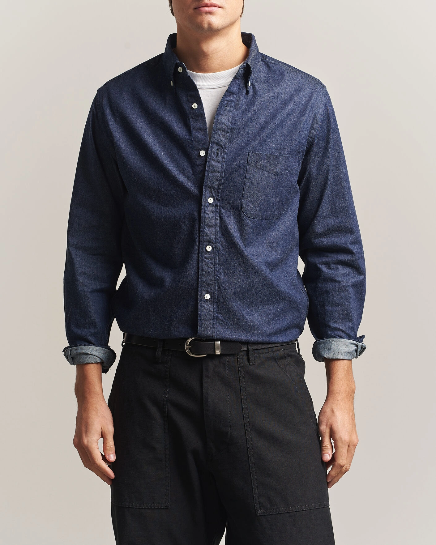 Herr | Skjortor | BEAMS PLUS | Denim Button Down Shirt Indigo