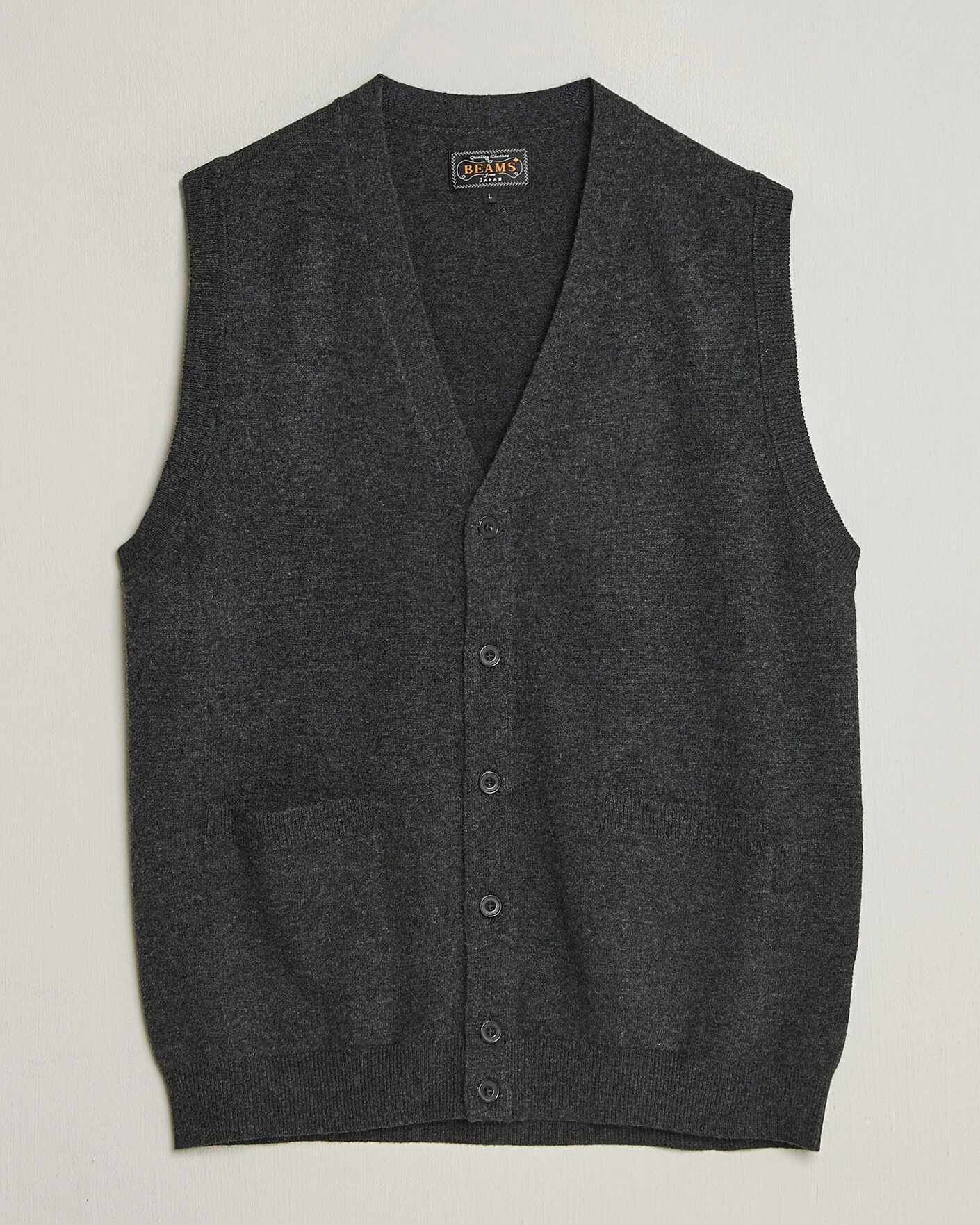 Herr | Tröjor | BEAMS PLUS | Button Knit Vest Charcoal