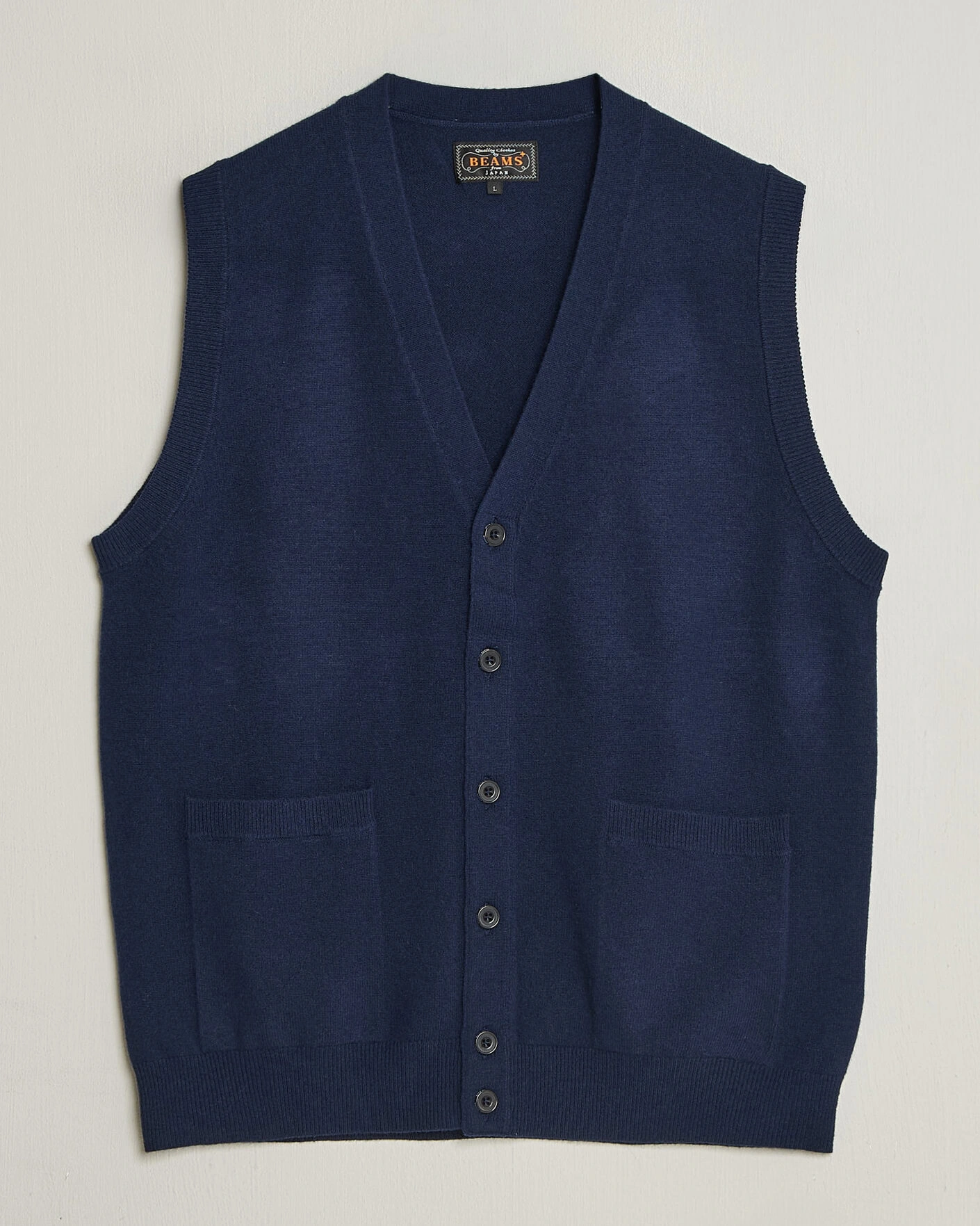 Herr | Tröjor | BEAMS PLUS | Button Knit Vest Navy