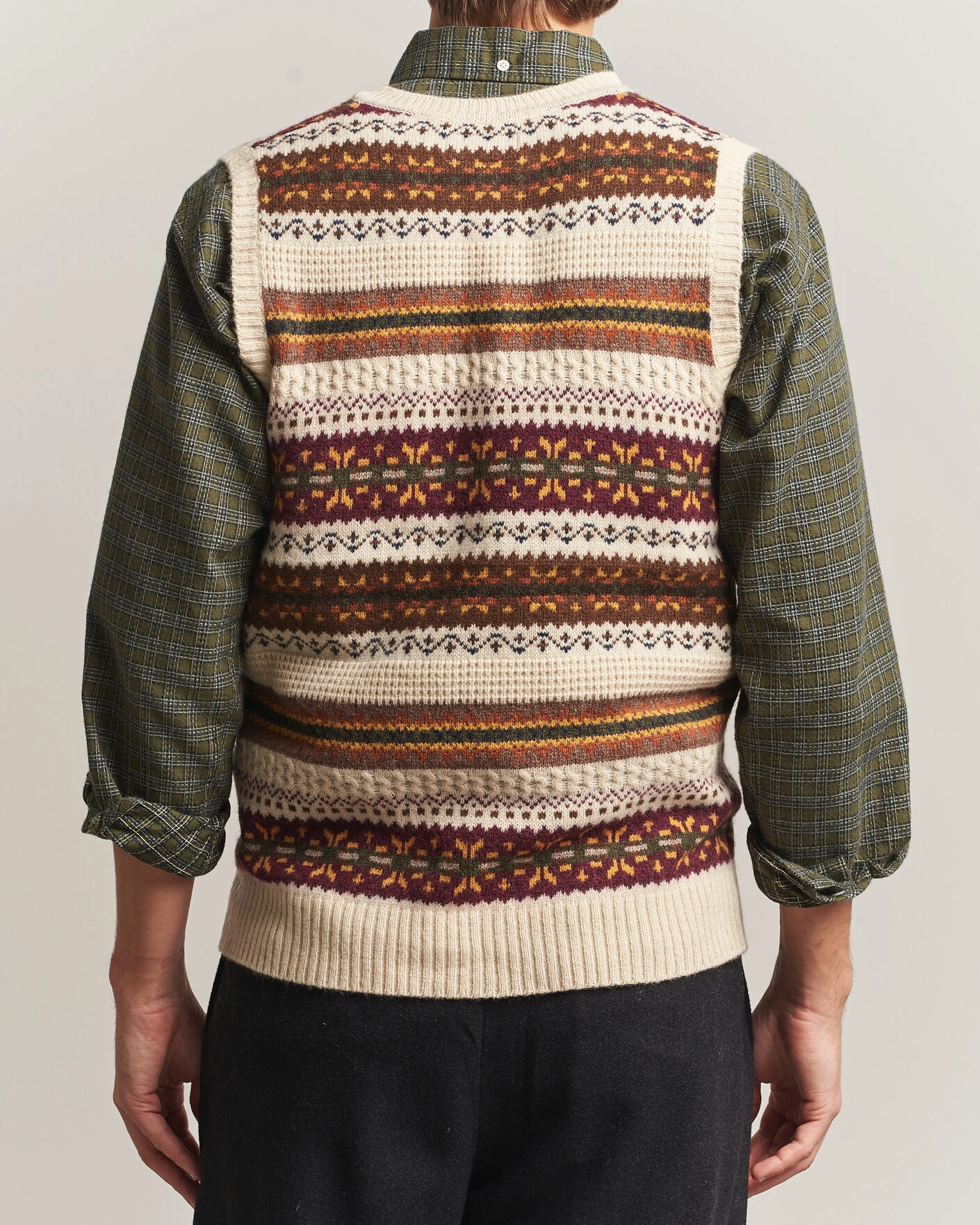 Herr | Tröjor | BEAMS PLUS | Fair Isle Knit Vest Beige