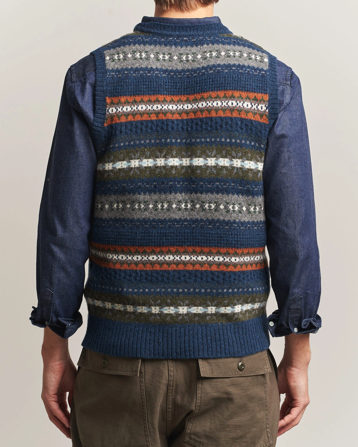 Herr | Tröjor | BEAMS PLUS | Fair Isle Knit Vest Navy