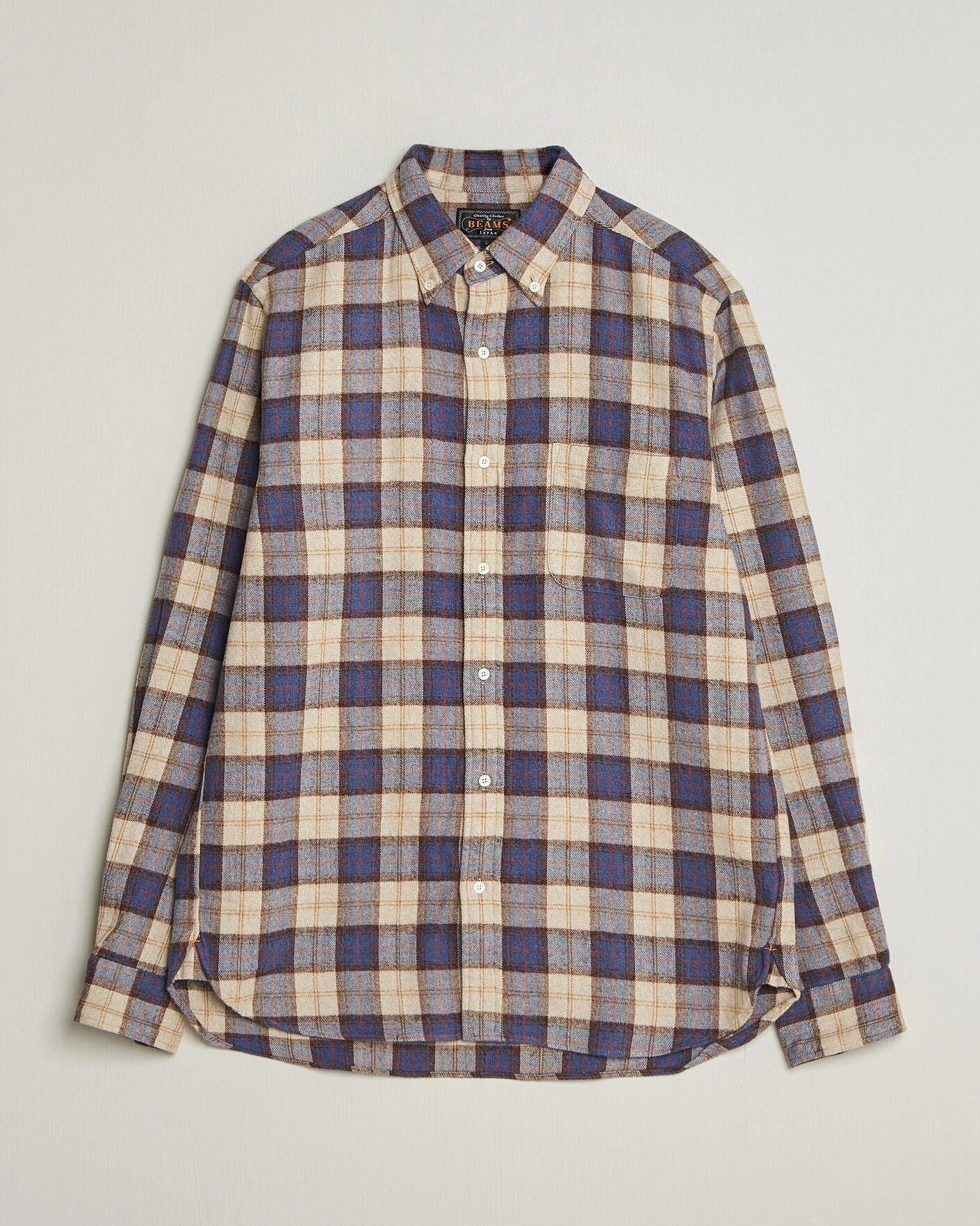 Herr | Skjortor | BEAMS PLUS | Plaid Button Down Shirt White/Blue