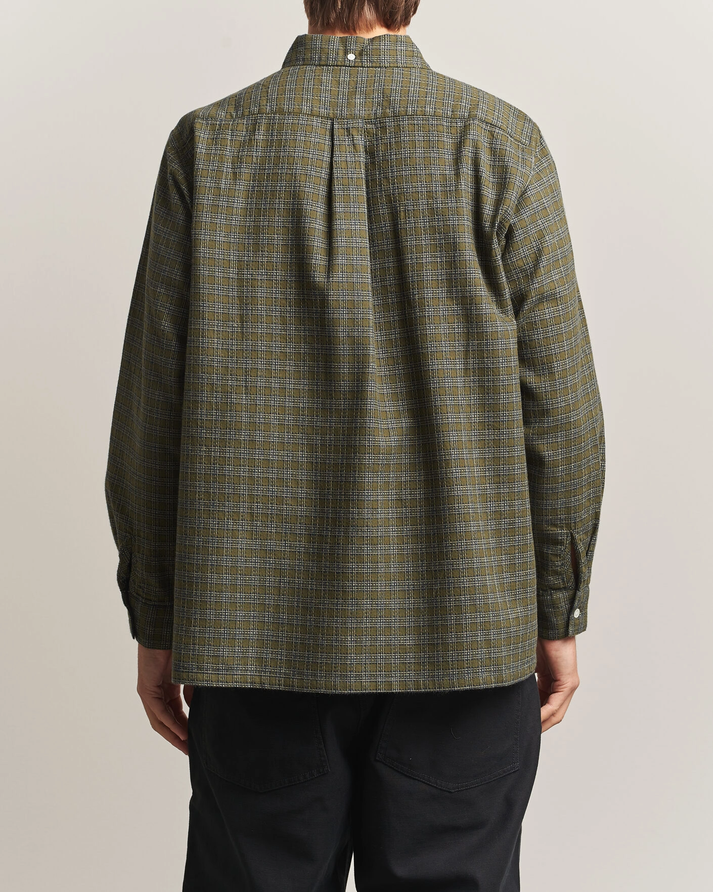 Herr | Skjortor | BEAMS PLUS | Dobby Plaid Button Down Shirt Dark Green