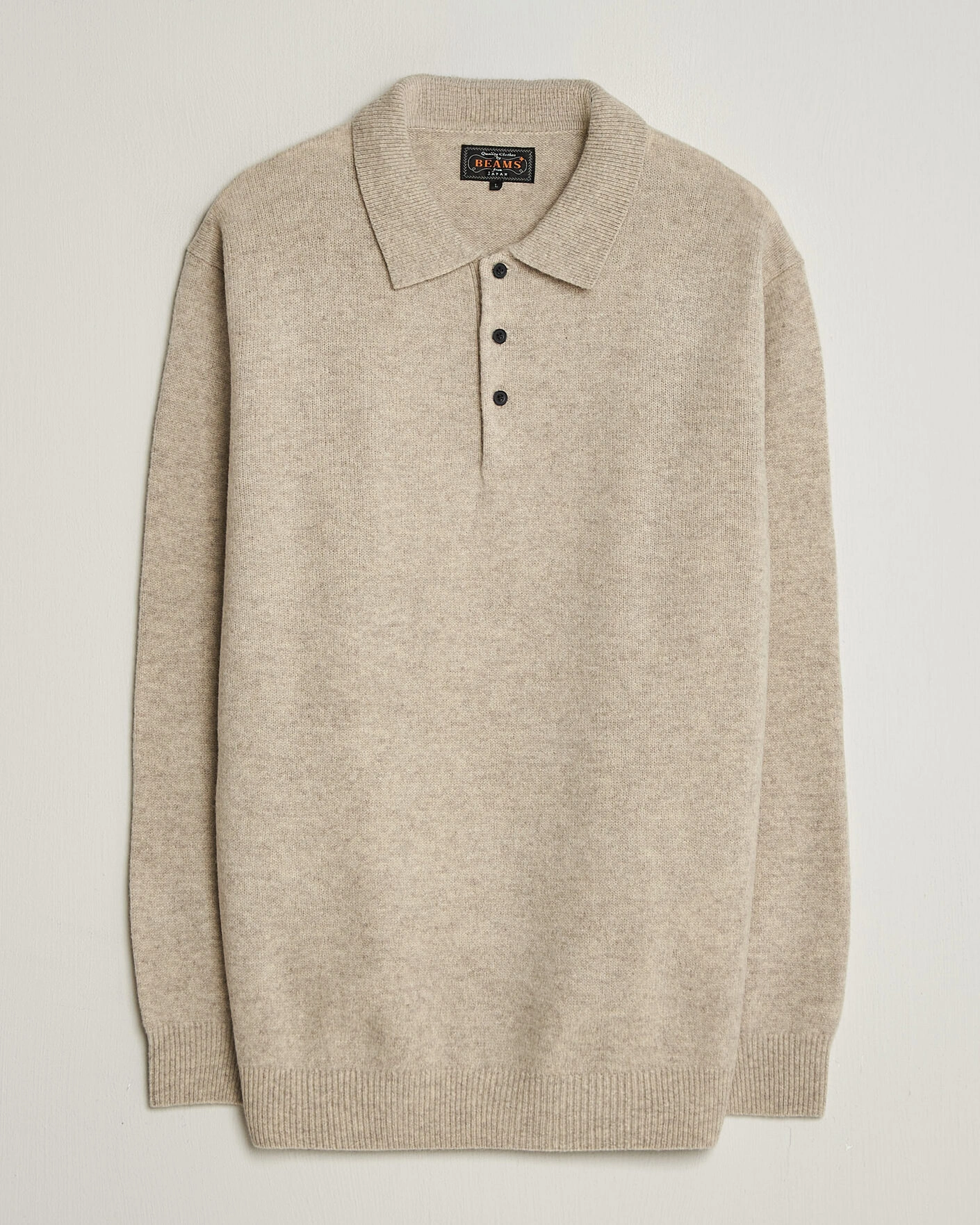 Herr | Tröjor | BEAMS PLUS | Knitted Wool Polo Beige