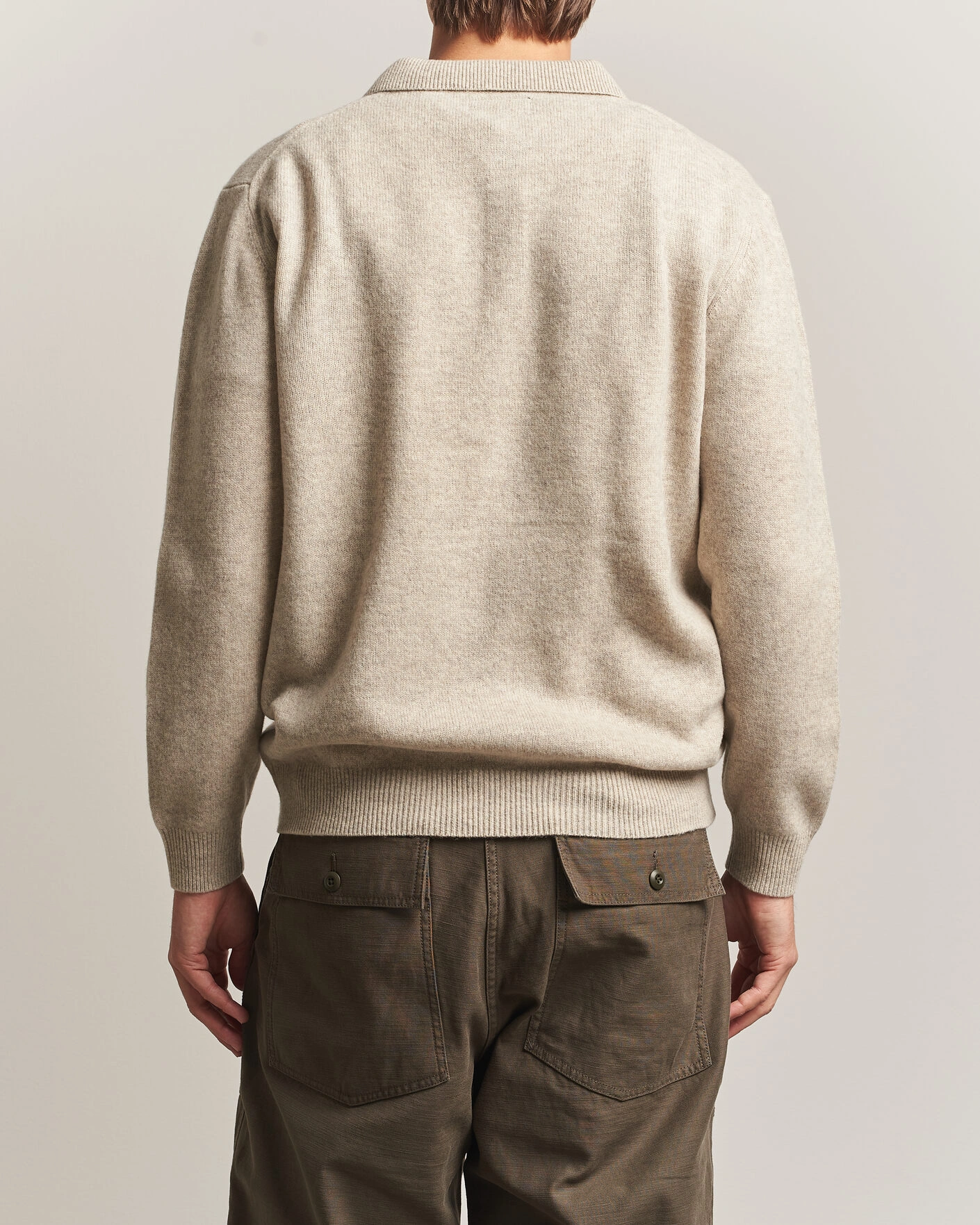 Herr | Tröjor | BEAMS PLUS | Knitted Wool Polo Beige