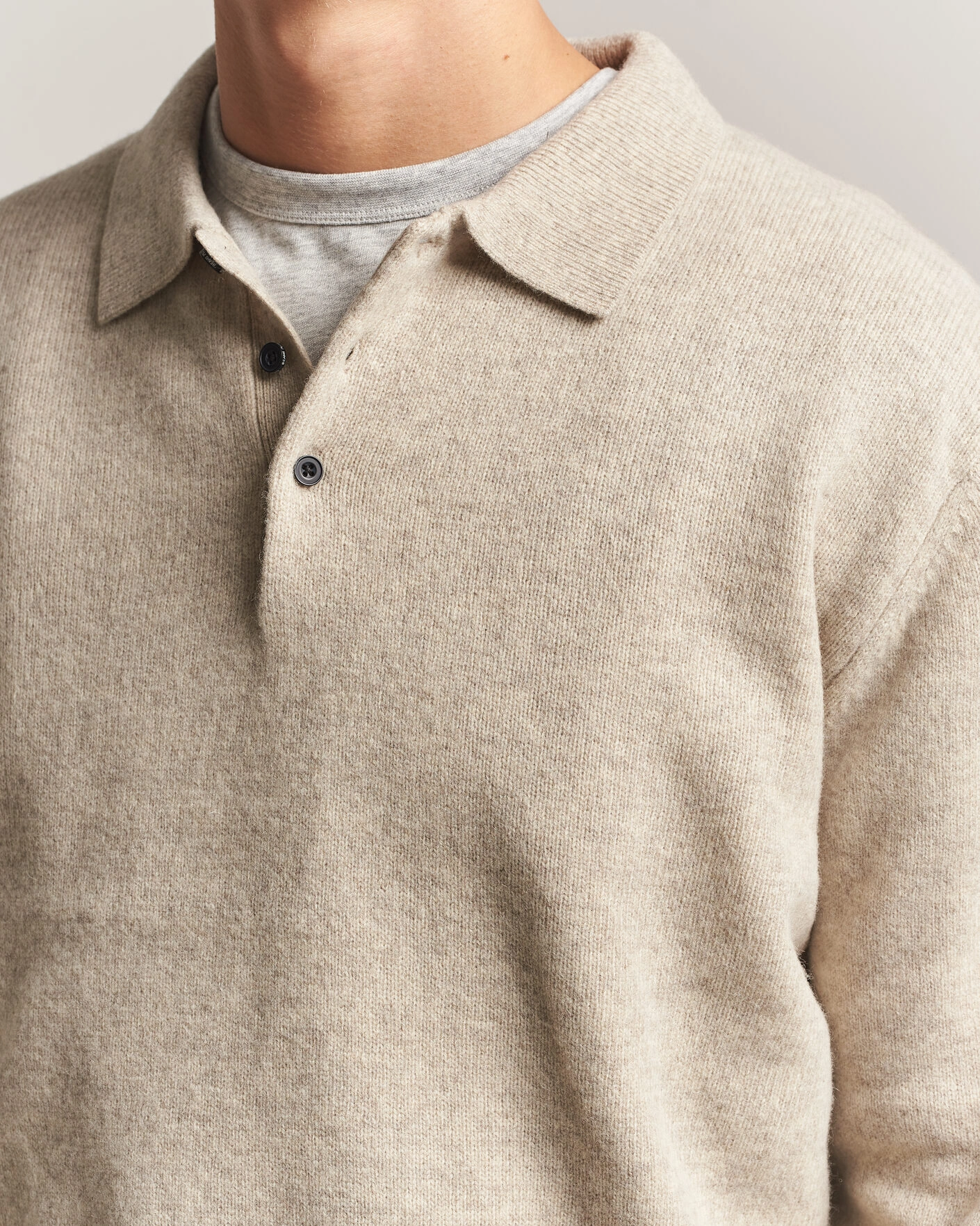 Herr | Tröjor | BEAMS PLUS | Knitted Wool Polo Beige