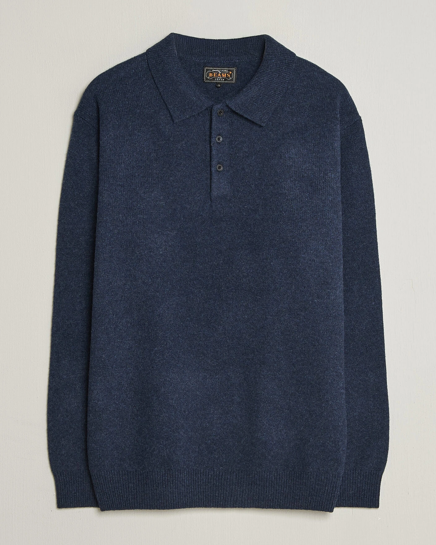 Herr | Tröjor | BEAMS PLUS | Knitted Wool Polo Navy