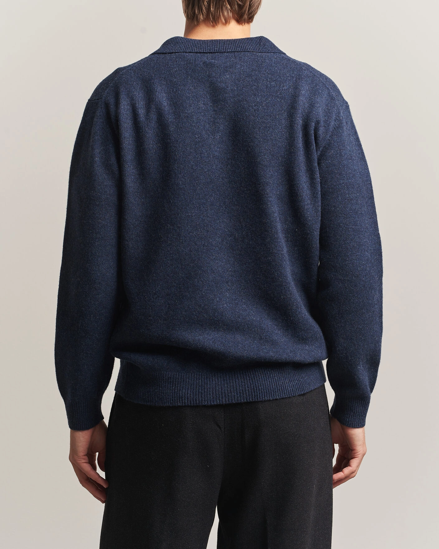 Herr | Tröjor | BEAMS PLUS | Knitted Wool Polo Navy