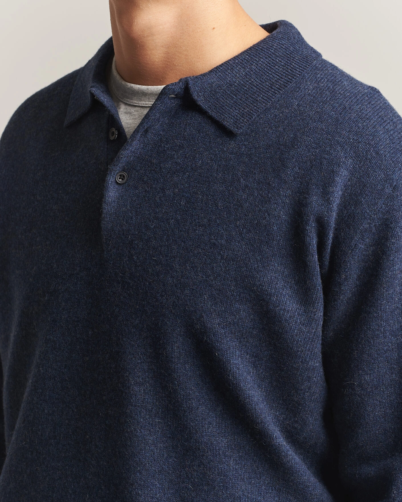 Herr | Tröjor | BEAMS PLUS | Knitted Wool Polo Navy