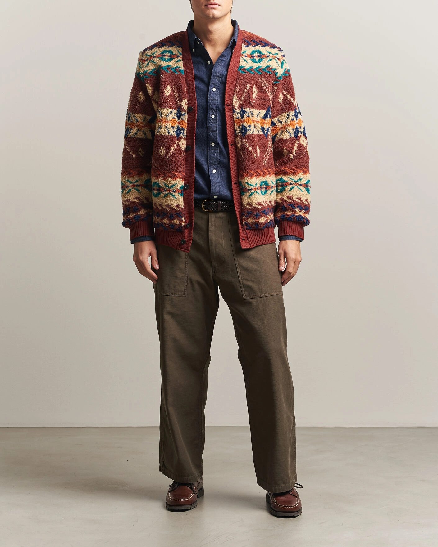 Herr | Tröjor | BEAMS PLUS | Boa Jacquard Cardigan Brown
