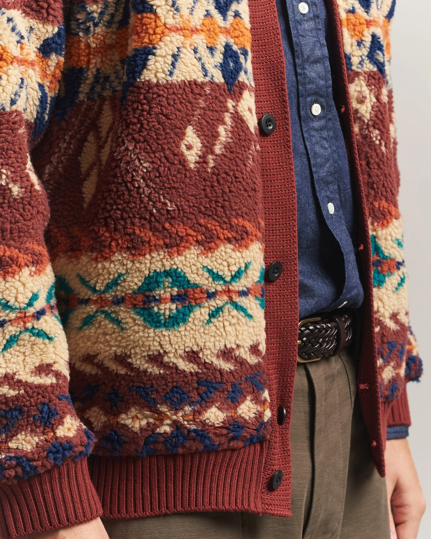 Herr | Tröjor | BEAMS PLUS | Boa Jacquard Cardigan Brown