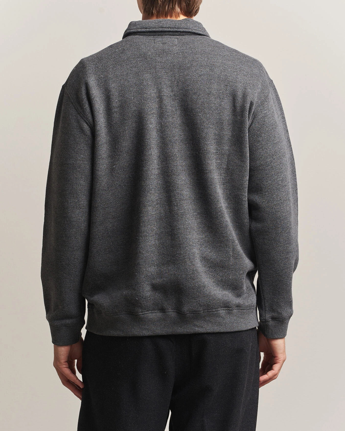 Herr | Tröjor | BEAMS PLUS | Wool/Cotton Half Zip Charcoal