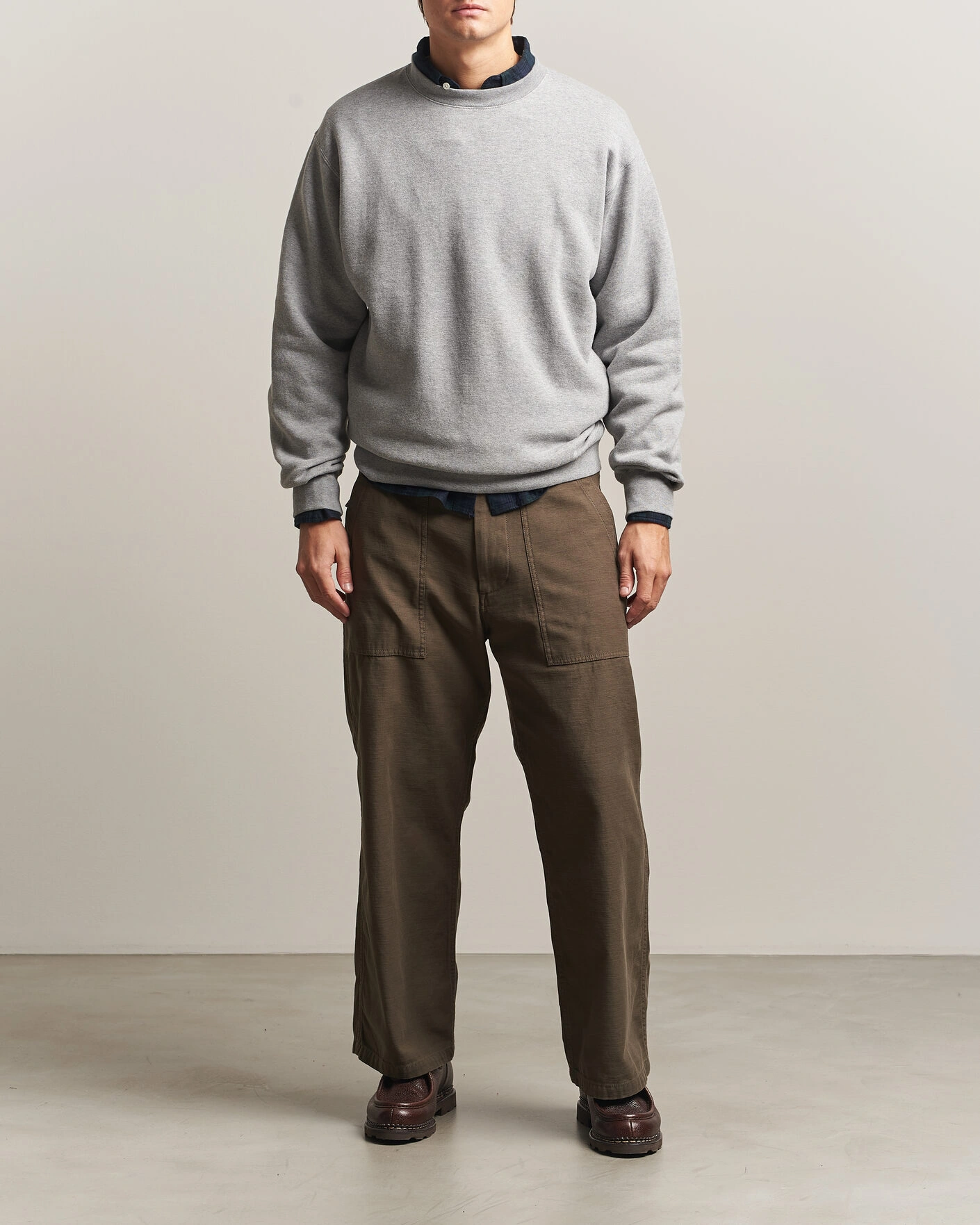 Herr | Tröjor | BEAMS PLUS | Soft Sweat Crew Neck Grey