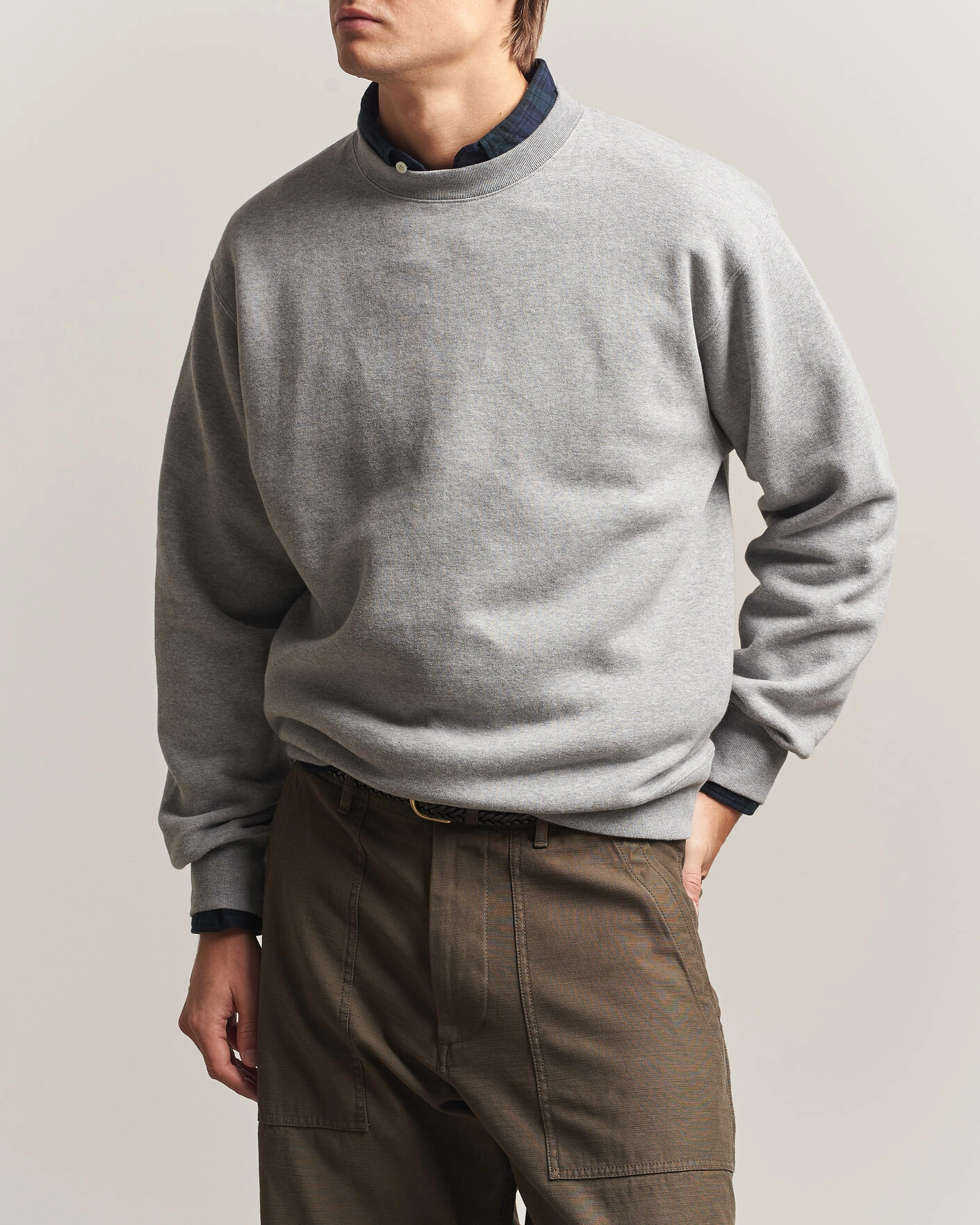 Herr | Tröjor | BEAMS PLUS | Soft Sweat Crew Neck Grey