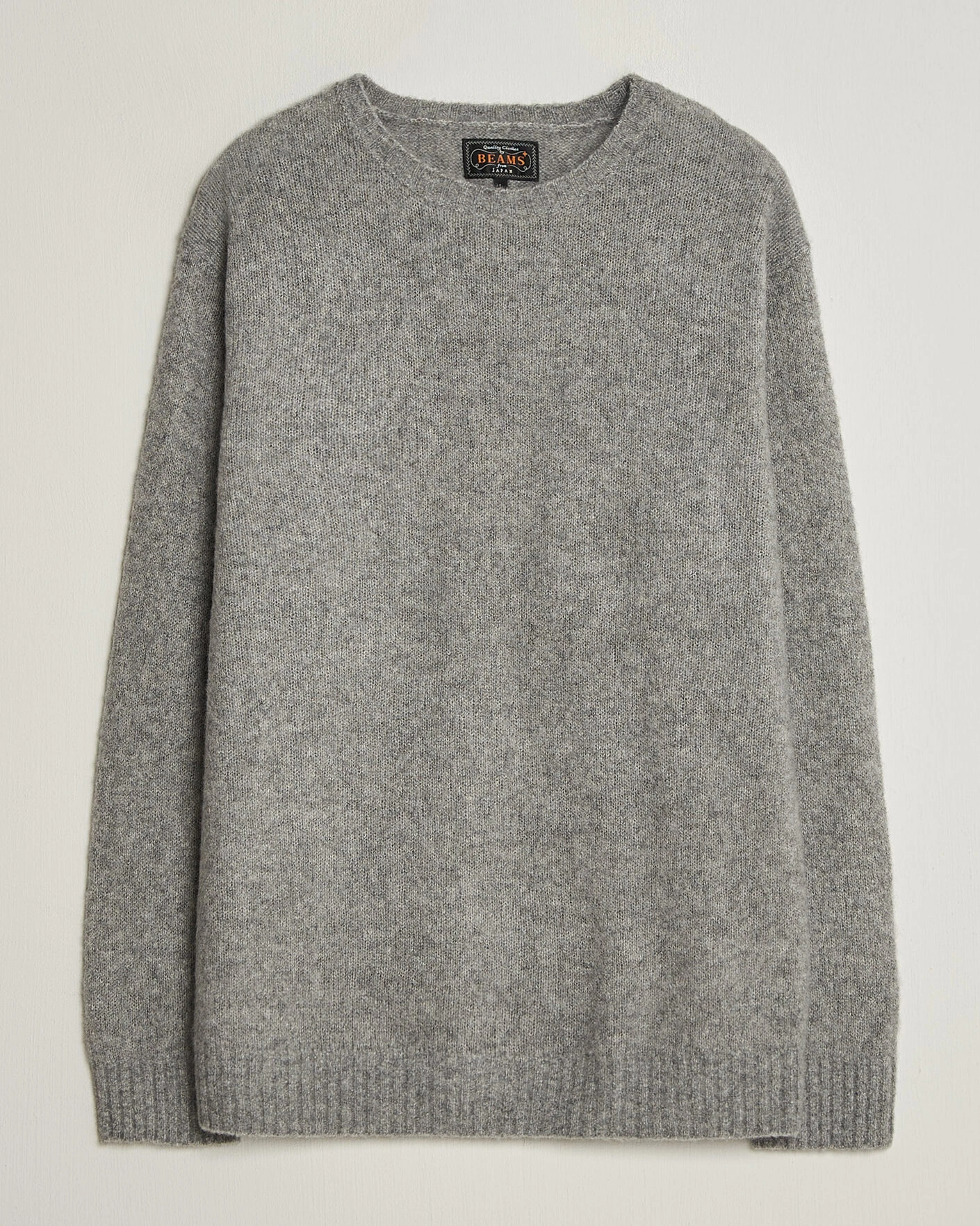 Herr | Tröjor | BEAMS PLUS | Cashmere/Silk Crew Neck Grey Melange