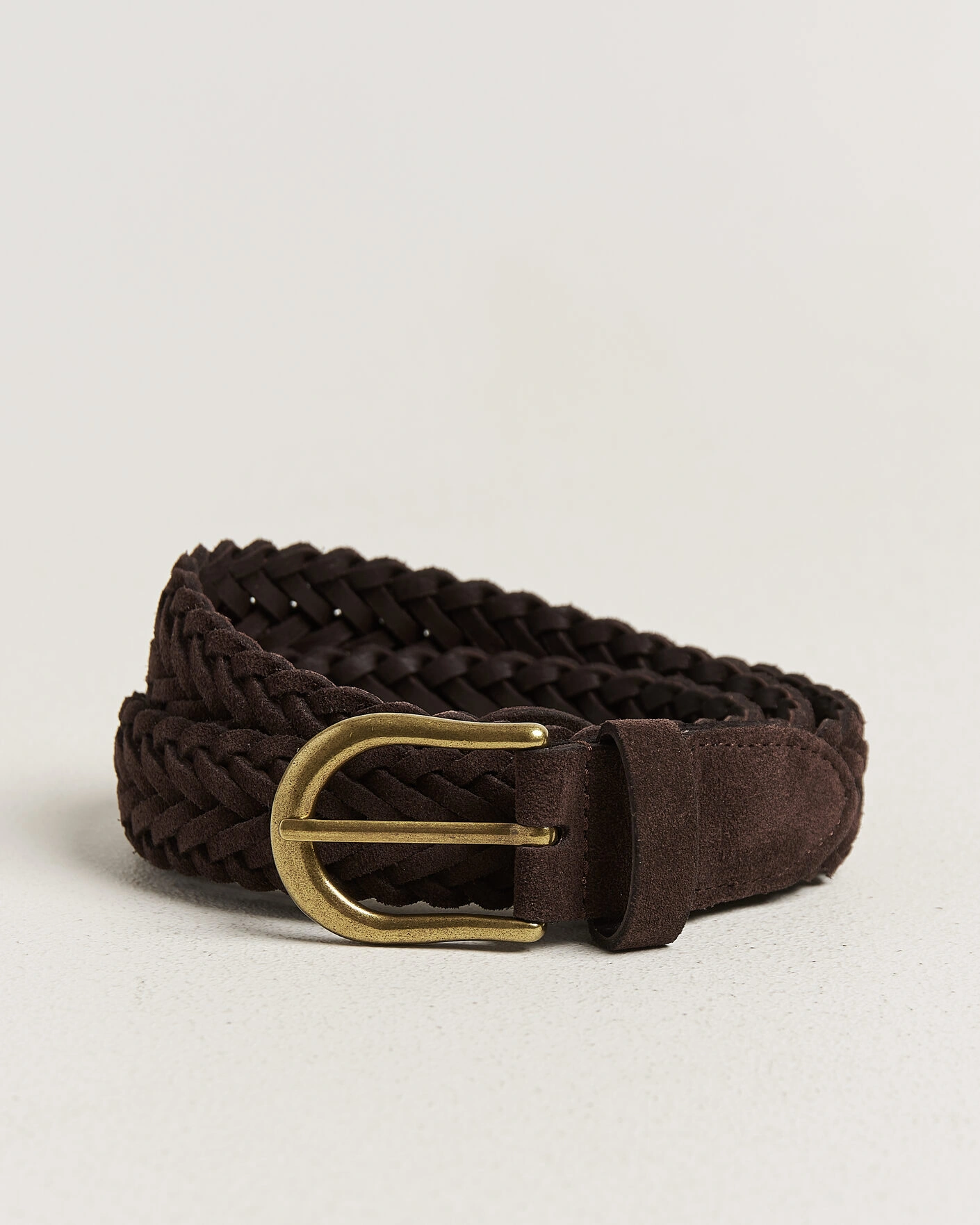 Herr | Bälten | BEAMS PLUS | Suede Braided Belt Dark Brown
