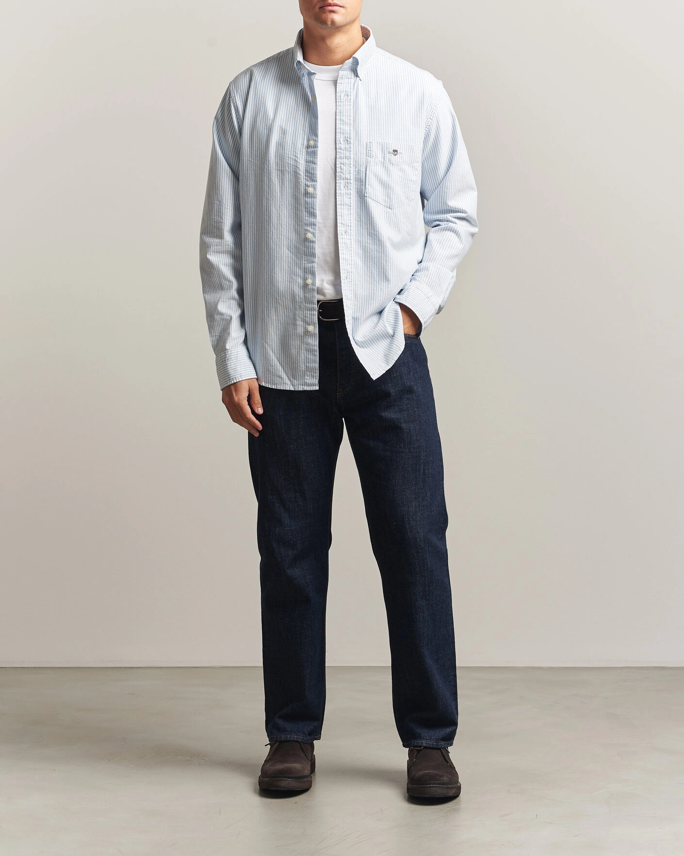 Herr | Skjortor | Gant | Regular Fit Striped Oxford Shirt College Blue