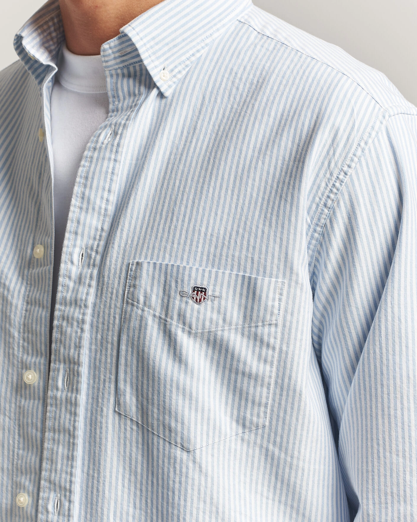 Herr | Skjortor | Gant | Regular Fit Striped Oxford Shirt College Blue