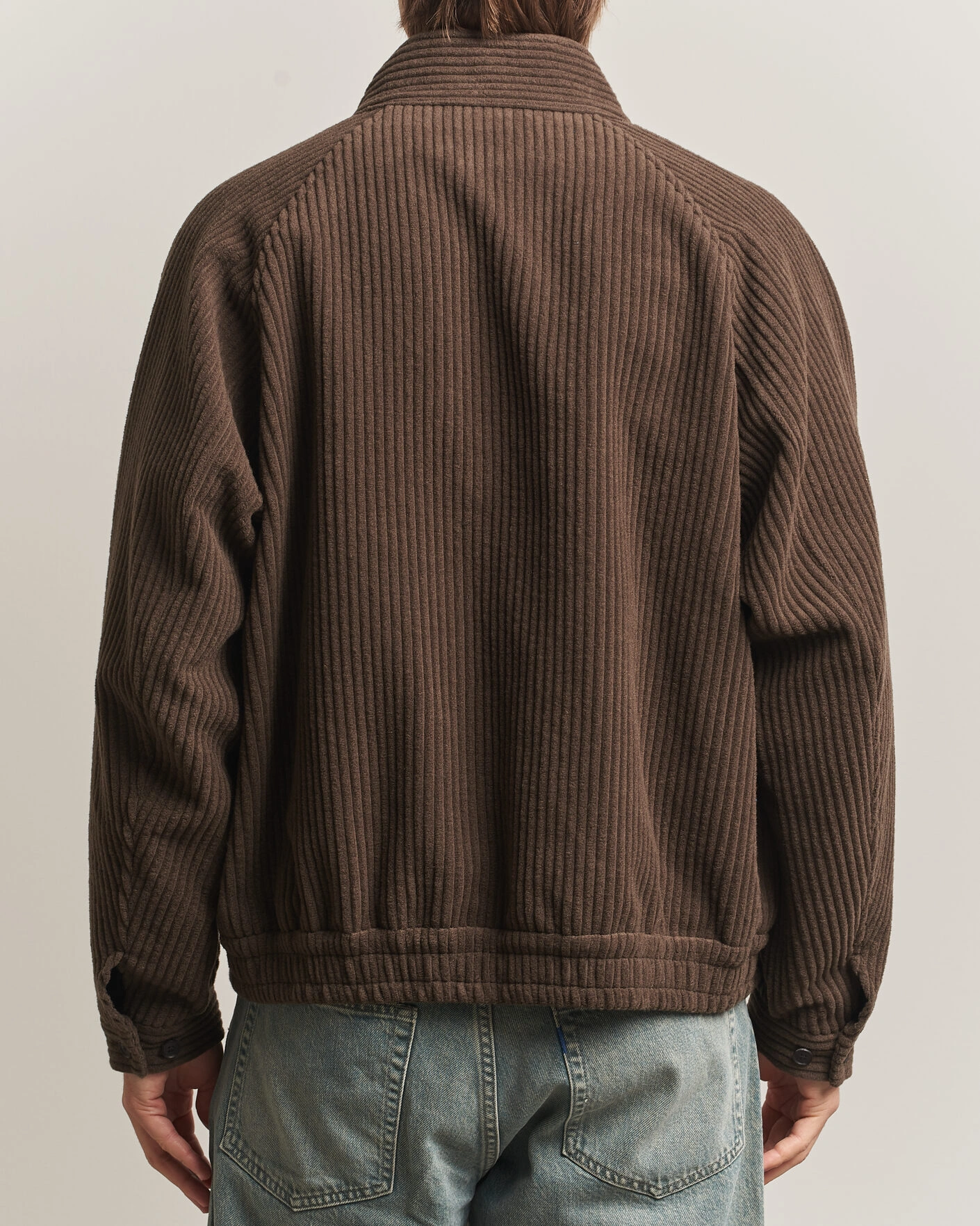 Herr | Jackor | Auralee | Wool Cashmere Corduroy Zip Jacket Smoky Brown