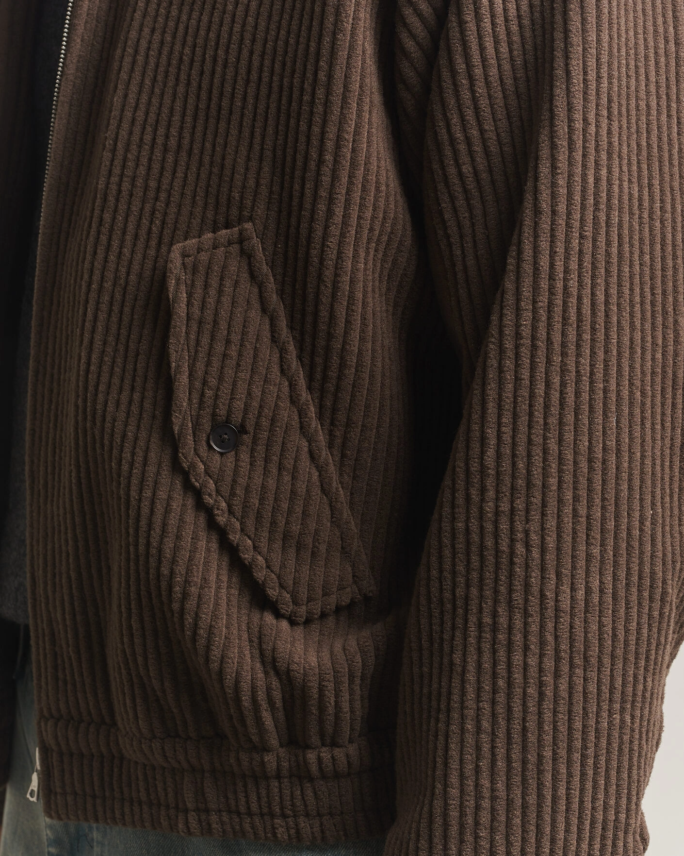 Herr | Jackor | Auralee | Wool Cashmere Corduroy Zip Jacket Smoky Brown