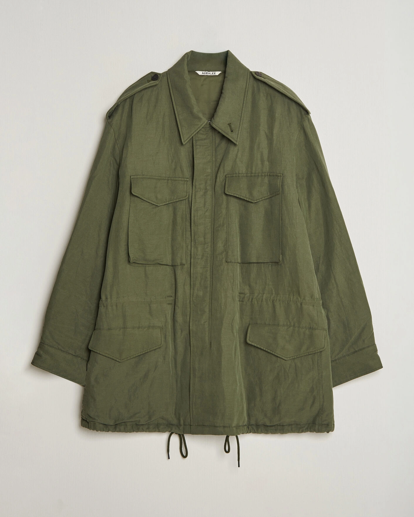 Herr | Jackor | Auralee | Brushed Padded Military Jacket Olive