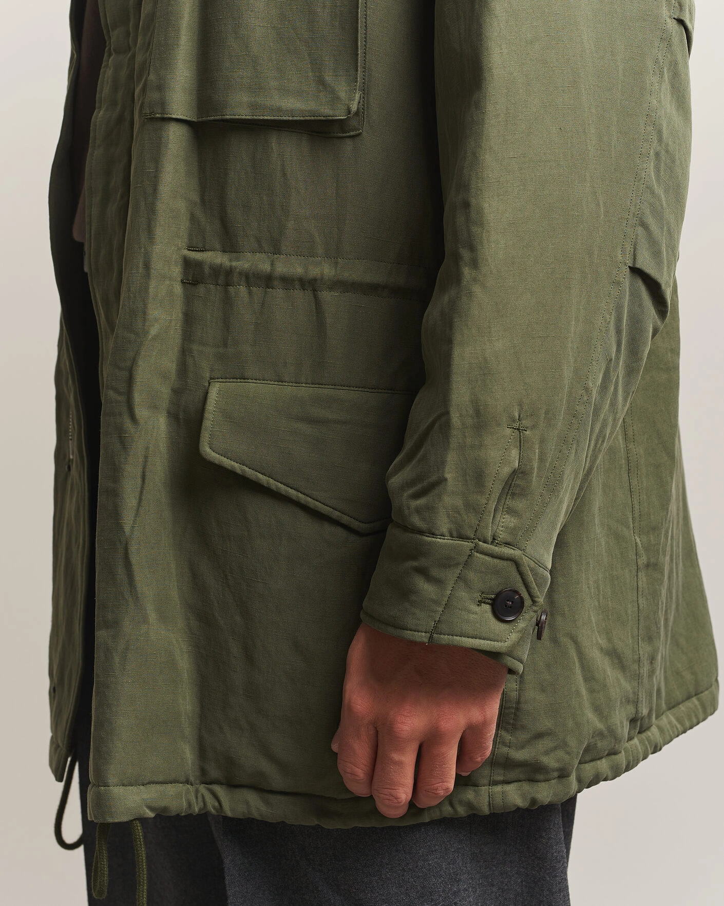 Herr | Jackor | Auralee | Brushed Padded Military Jacket Olive