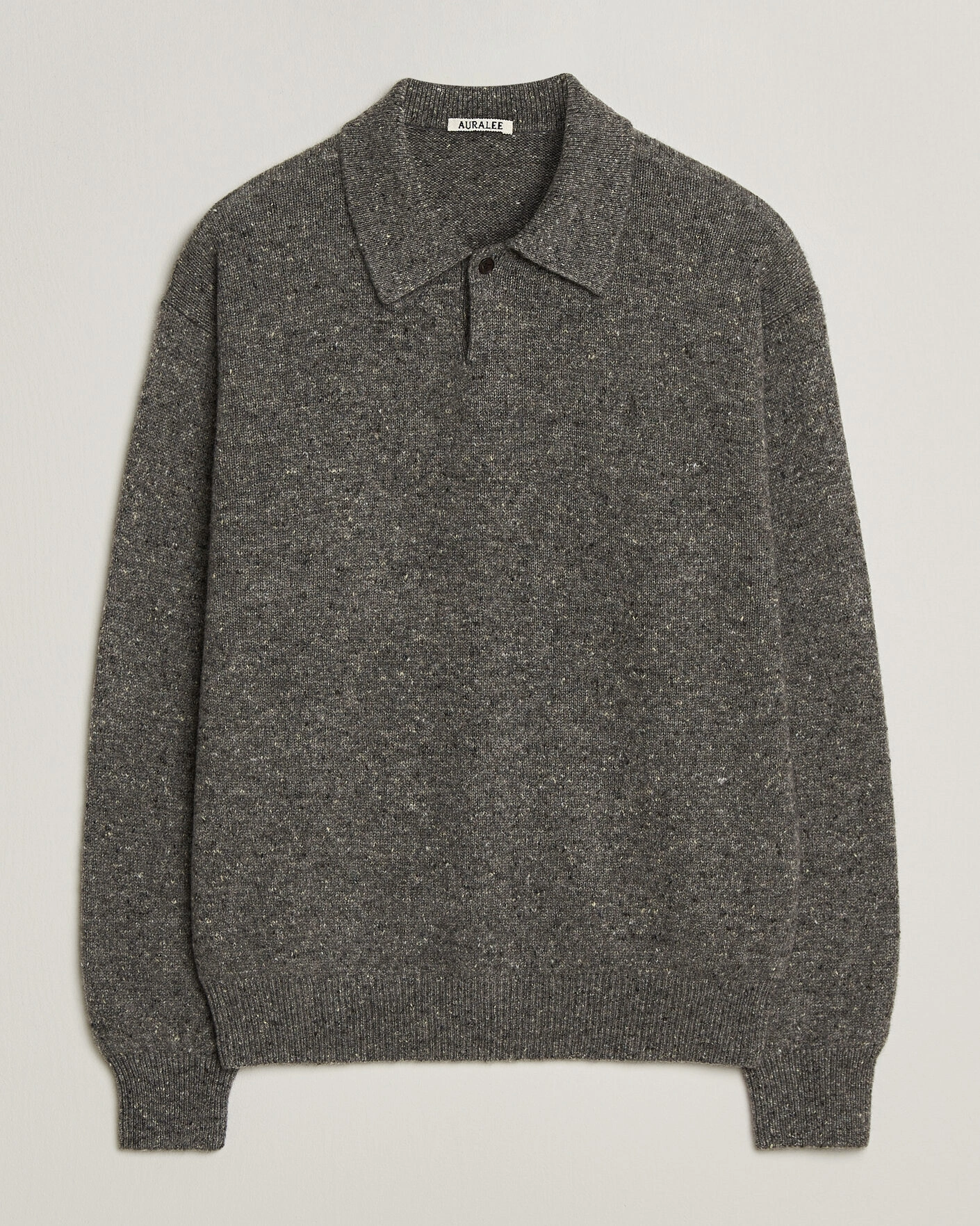 Herr | Tröjor | Auralee | Cashmere Nep Knit Polo Mix Gray