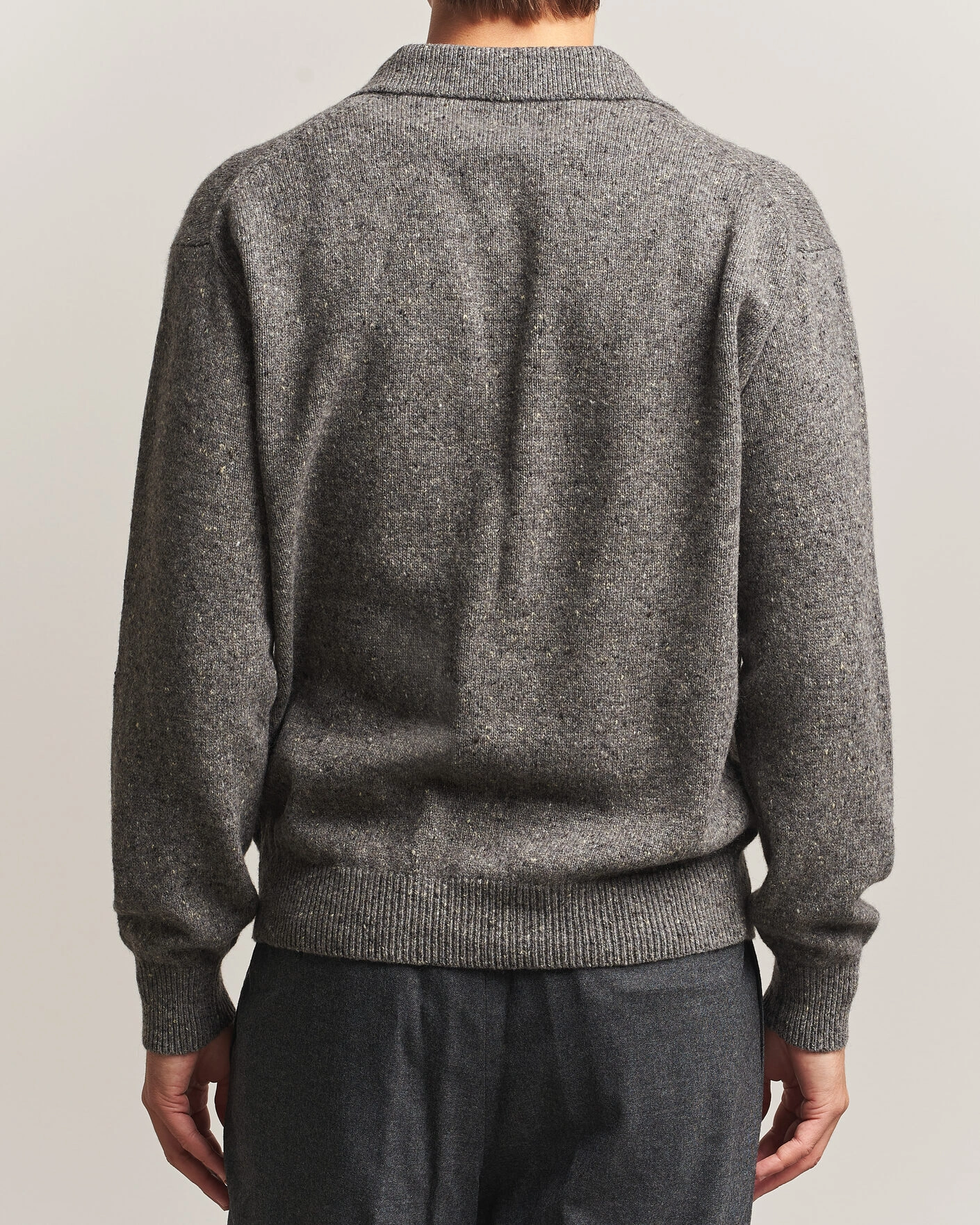 Herr | Tröjor | Auralee | Cashmere Nep Knit Polo Mix Gray