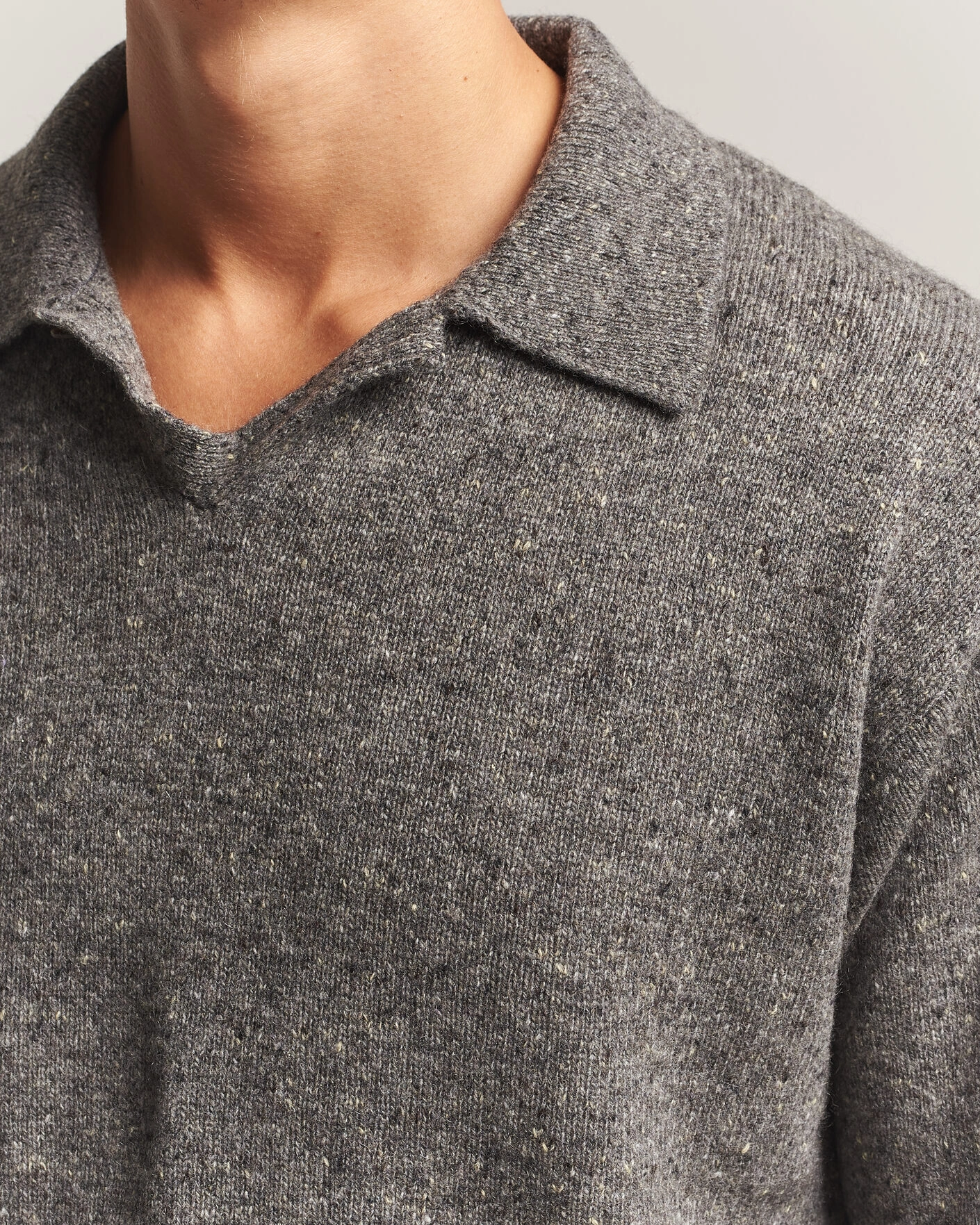 Herr | Tröjor | Auralee | Cashmere Nep Knit Polo Mix Gray