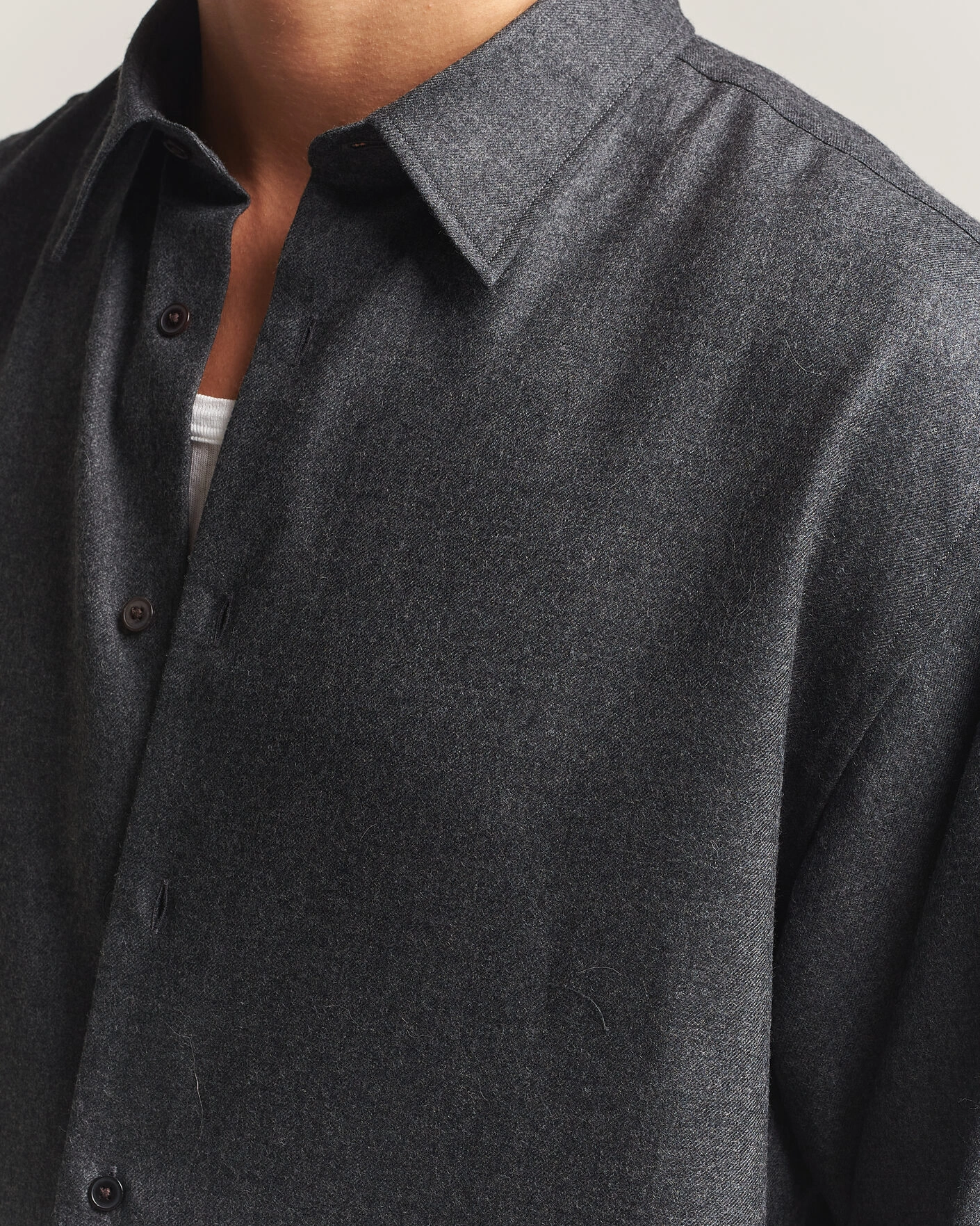 Herr | Skjortor | Auralee | Super Light Wool Shirt Charcoal