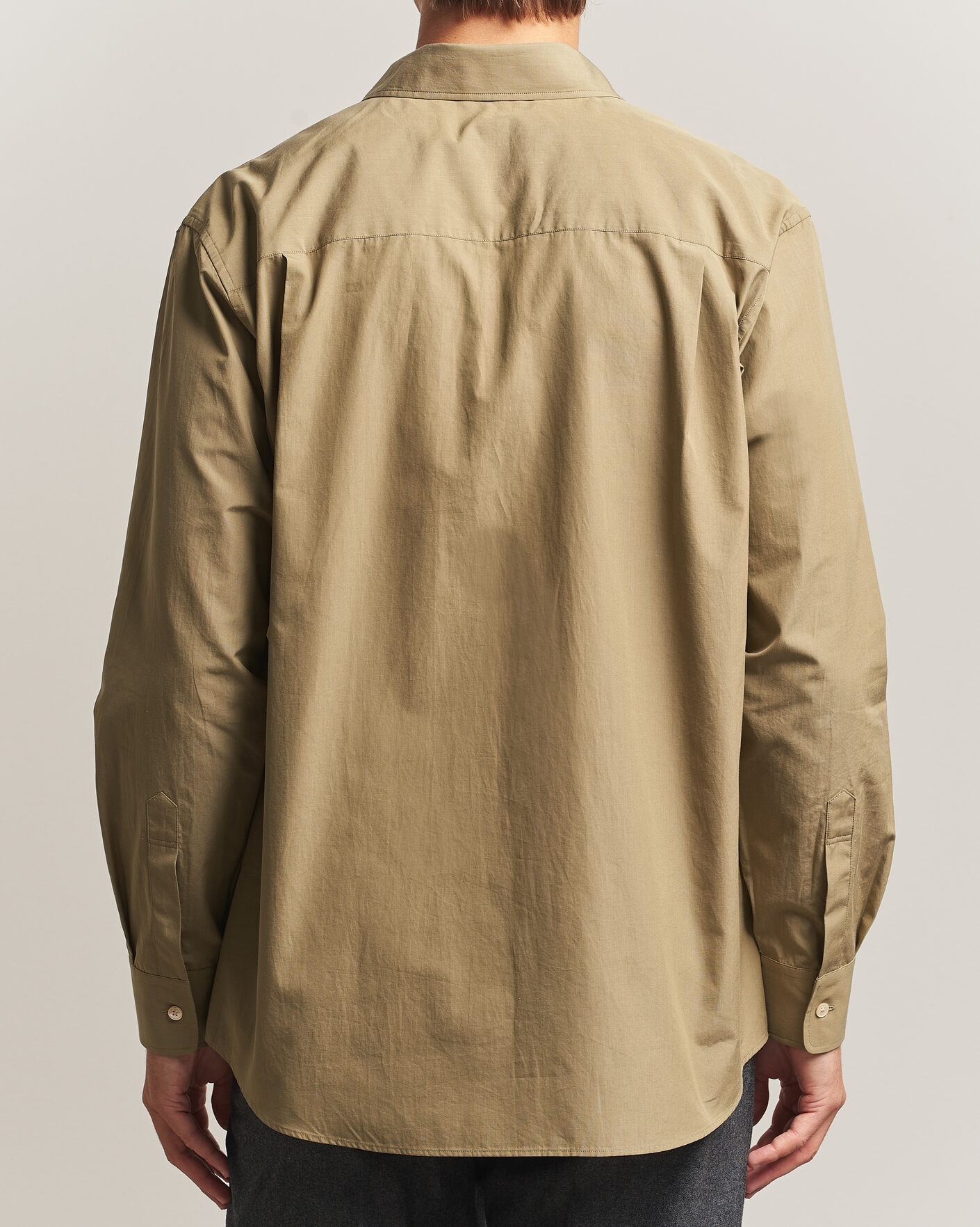 Herr | Skjortor | Auralee | Finx Light Weather Chambray Shirt Olive Brown