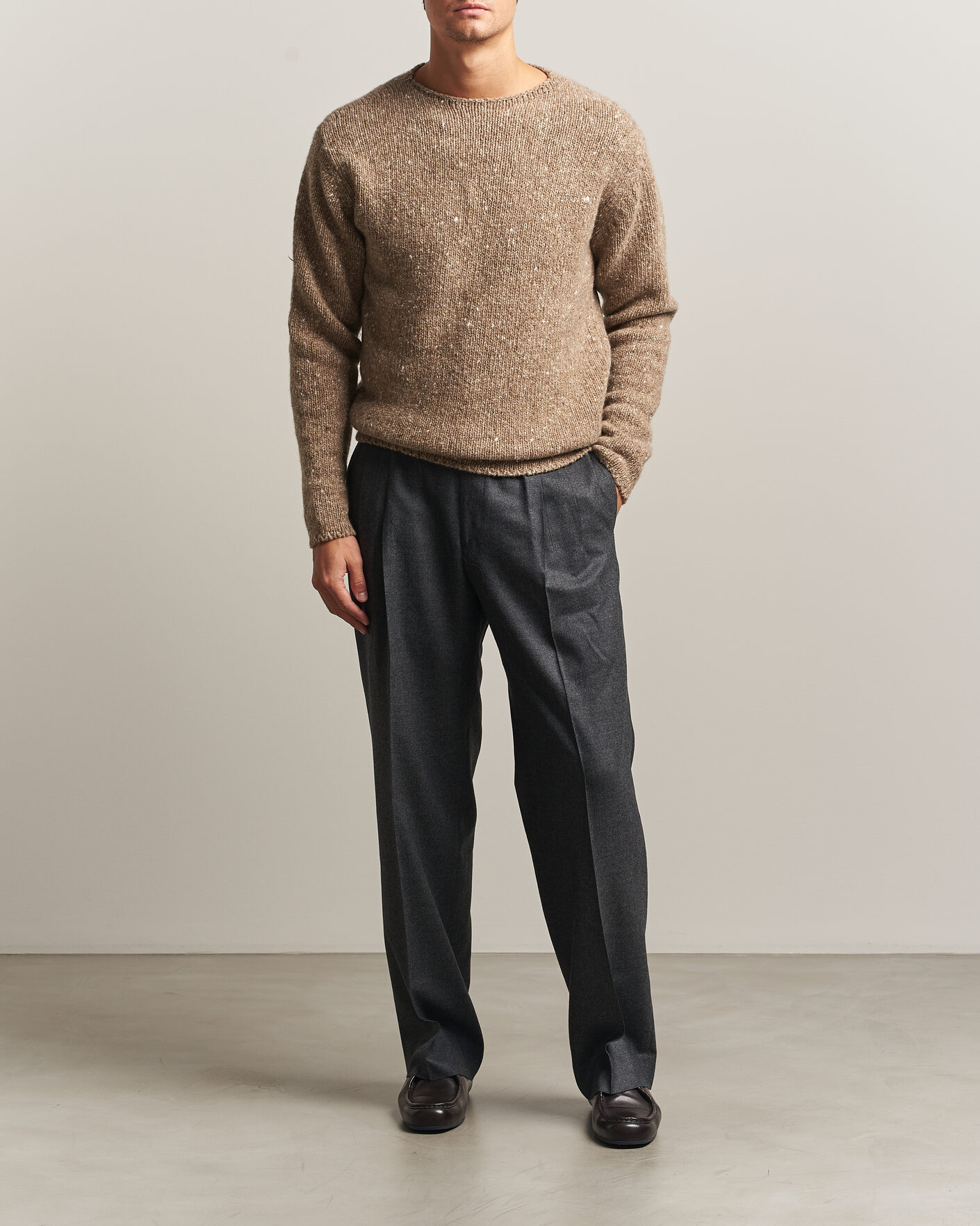 Herr | Tröjor | Auralee | Homespun Tweed Knit Pullover Top Brown