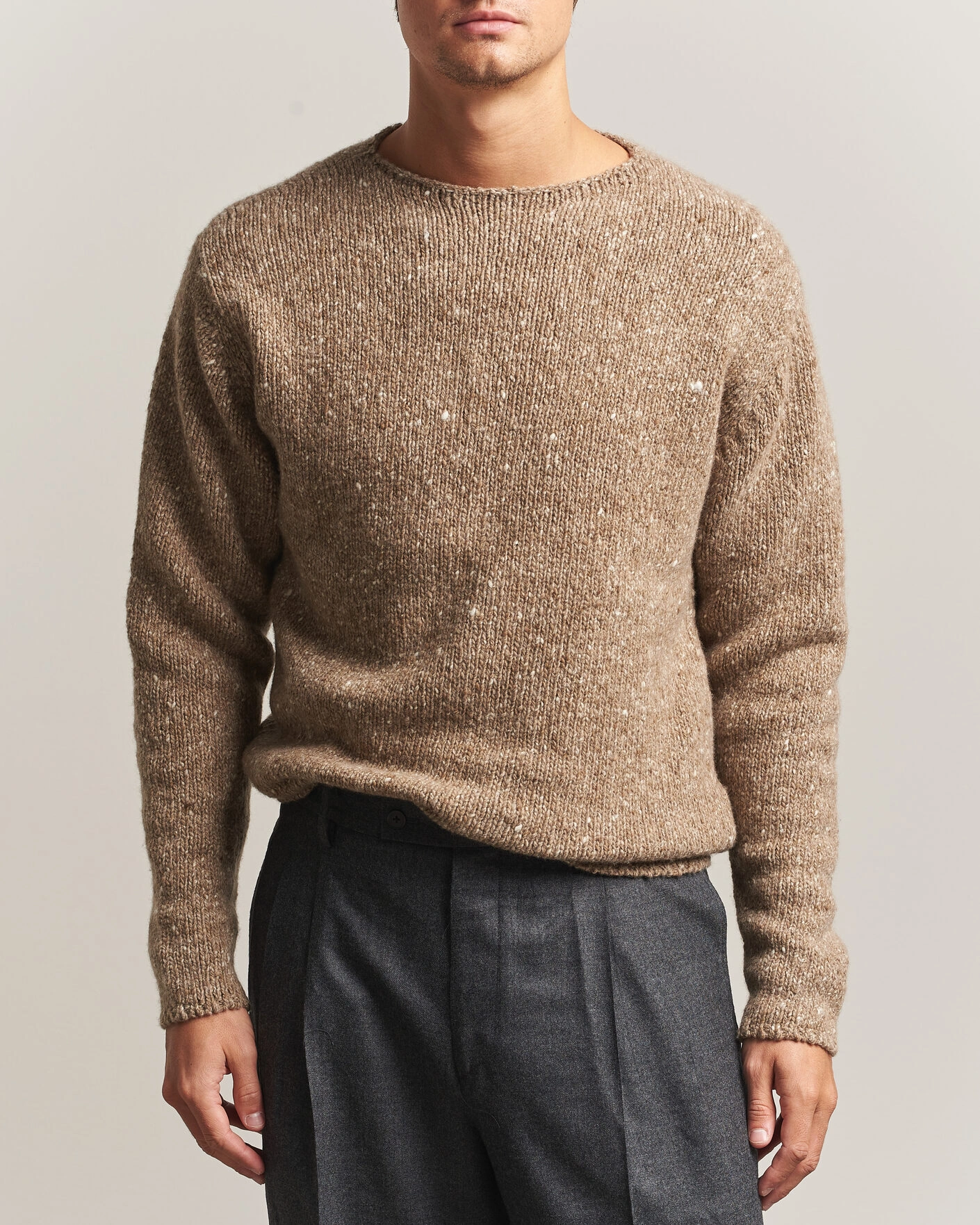 Herr | Tröjor | Auralee | Homespun Tweed Knit Pullover Top Brown