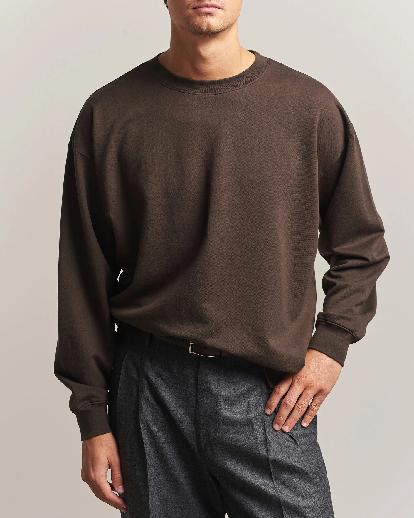 Herr | Tröjor | Auralee | Super High Gauge Sweat Pullover Dark Brown