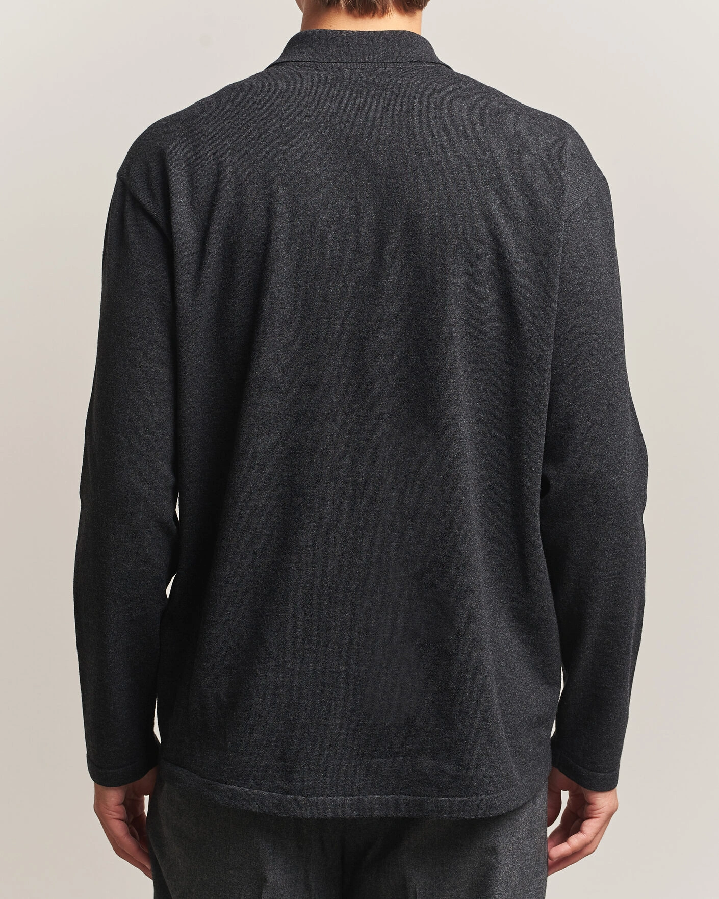 Herr | Tröjor | Auralee | High Twist Wool Knit Shirt Cardigan Charcoal